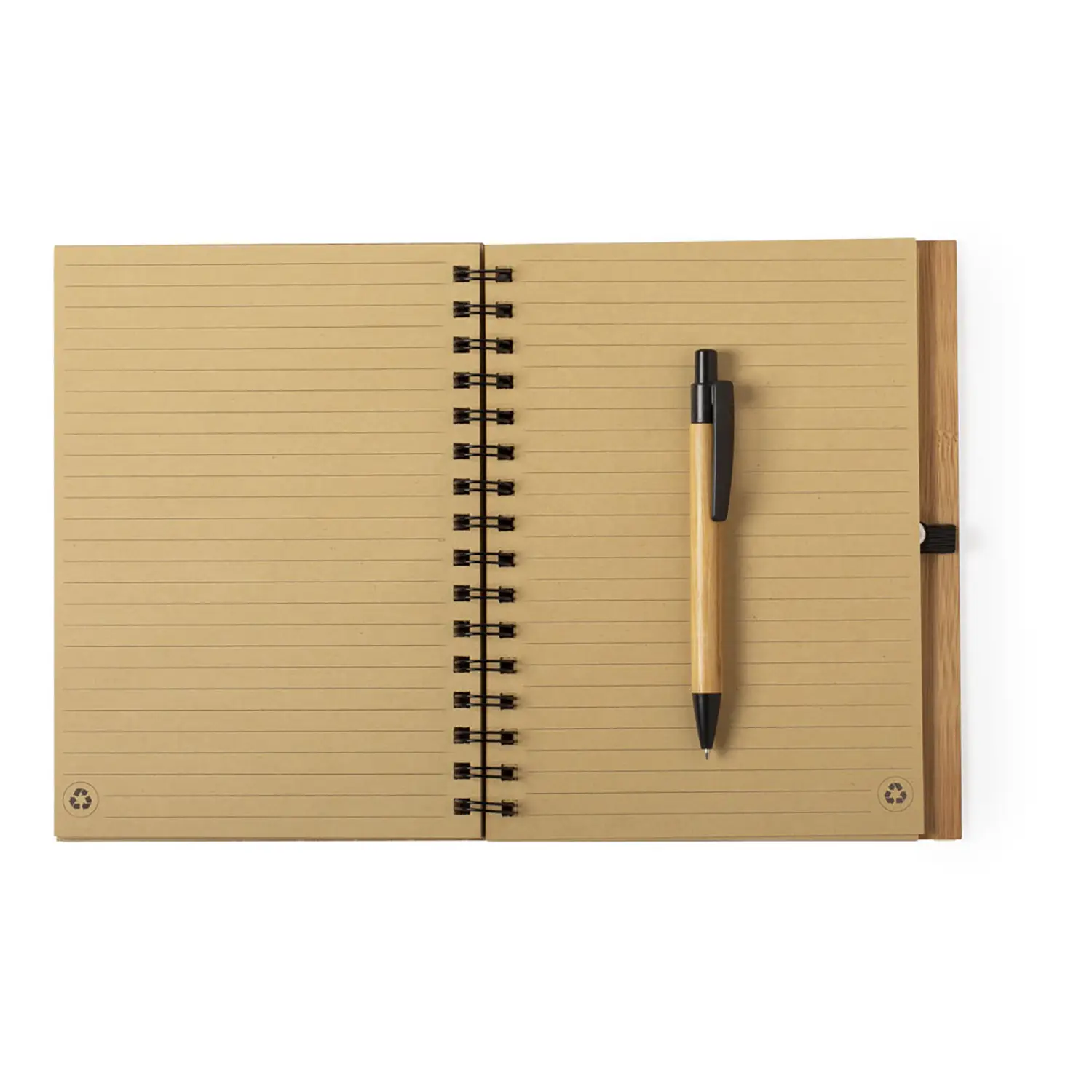 Notizbuch-Set – Bambusdeckel | Mit Stift | 80 linierte Seiten | Umweltfreundliches Design