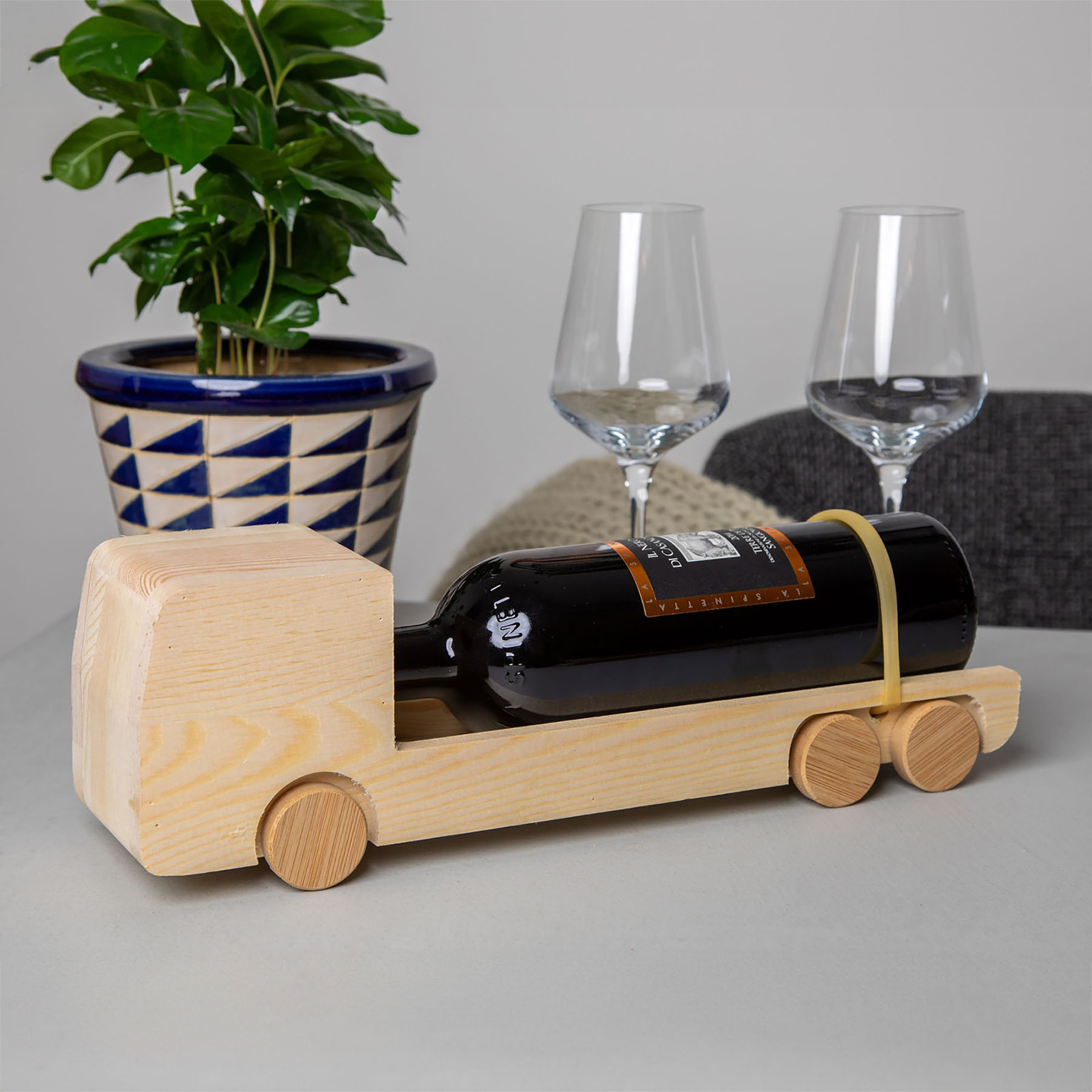 Camion boîte cadeau – Bois FSC | Réutilisable | Pour 1 bouteille | Design ludique