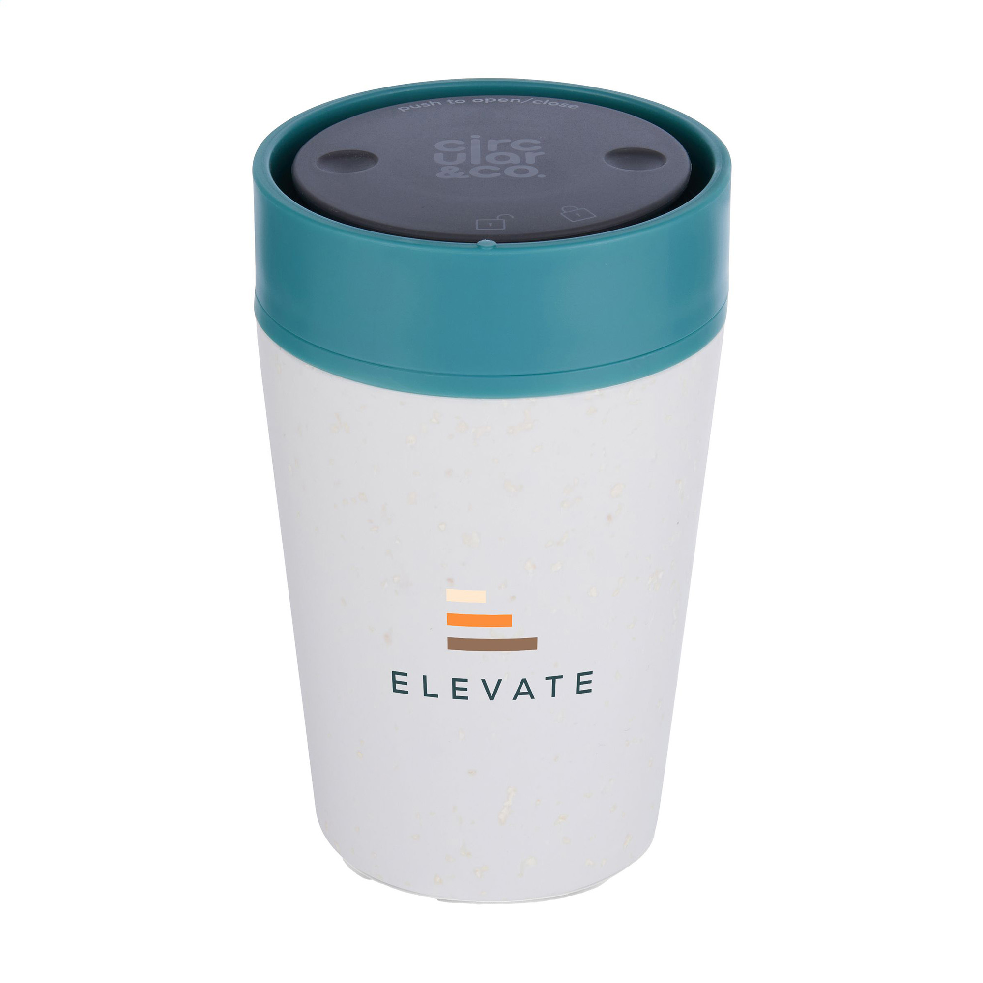 Mug Circular&Co® Blanc - 227 ml | Recyclé | Blanc avec couvercle coloré