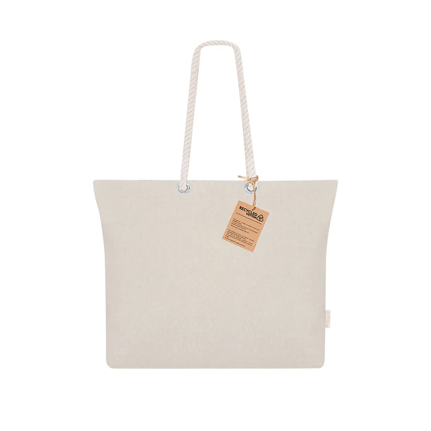 Tas Eco – Gerecycled katoen | 220 g/m² | Gevouwen bodem | Gevlochten handgrepen