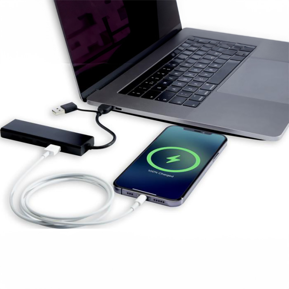 Hub USB 2.0 | Alluminio riciclato | 3 porte | 1 porta Type-C