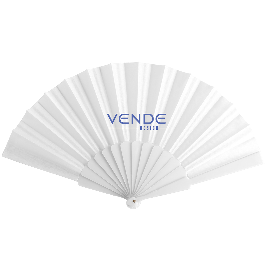 Éventail - Manche en plastique | Blanc | Grande zone d’impression