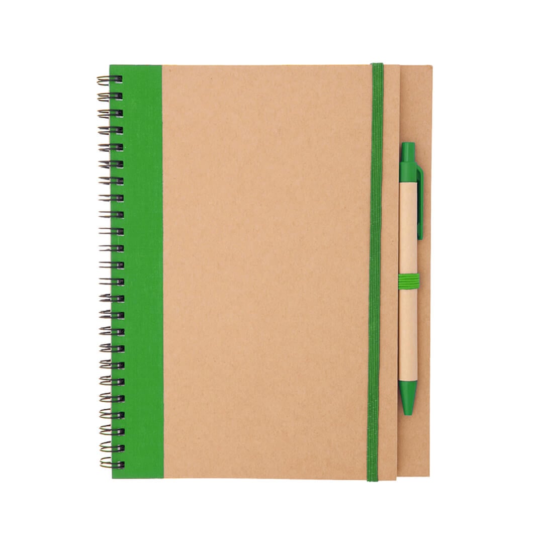 Cahier à anneaux avec stylo - A5 | Carton recyclé et papier FSC