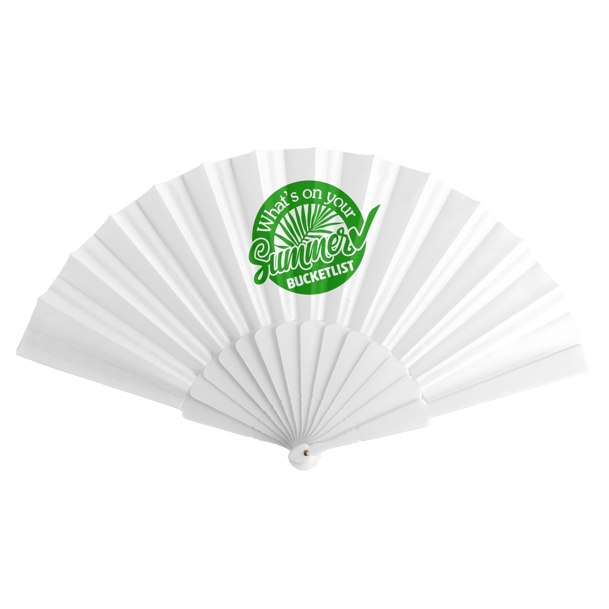 Éventail - Manche en plastique | Blanc | Grande zone d’impression