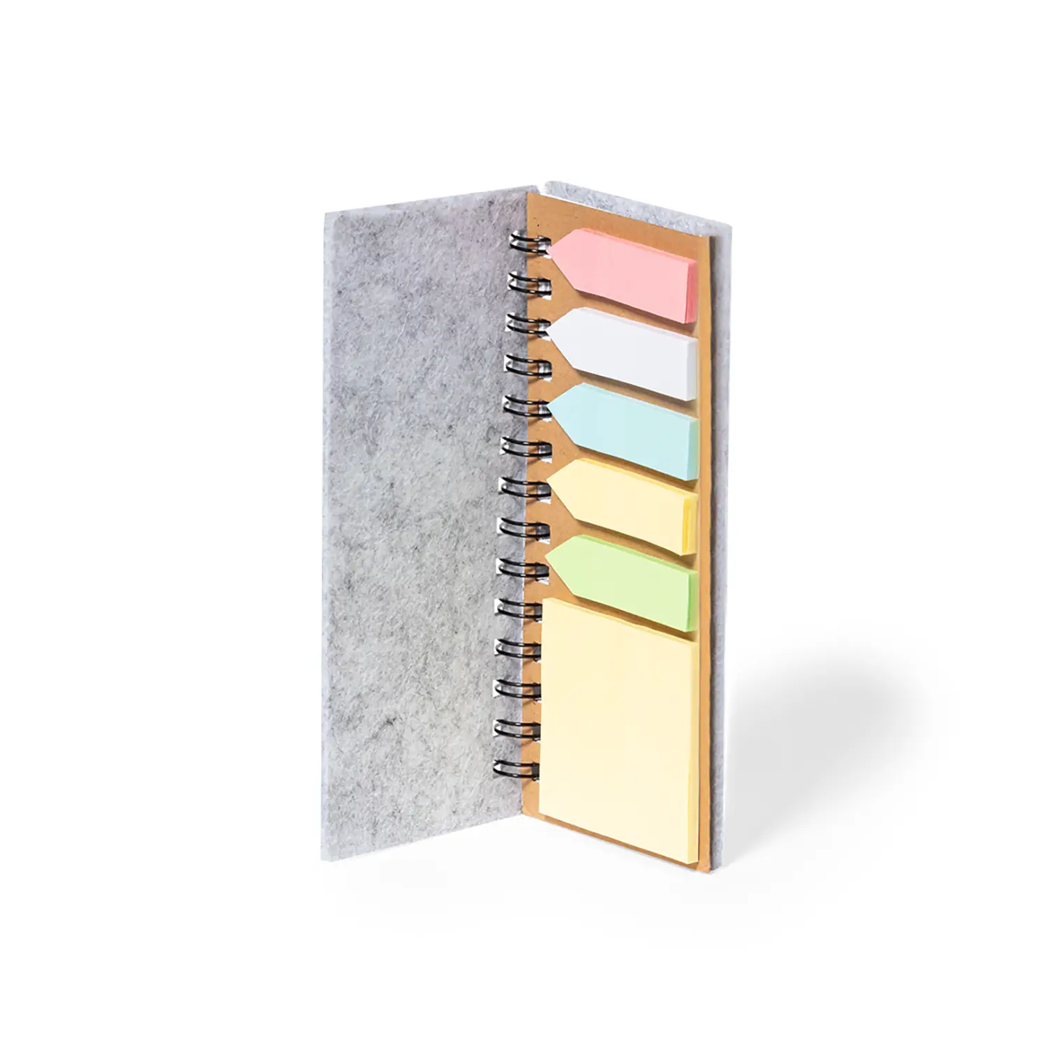 Bloc-notes en feutre RPET – 30 pages | 5 blocs adhésifs | Recyclé | Fermeture élastique