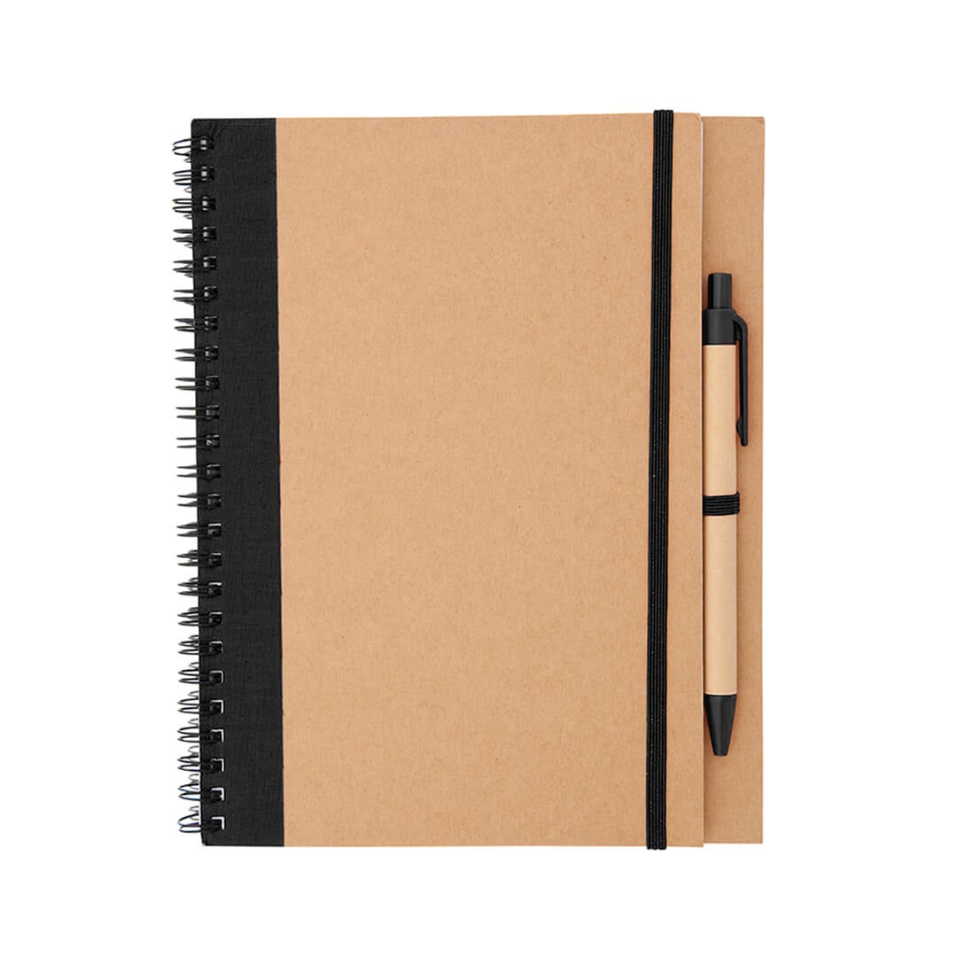 Cahier à anneaux avec stylo - A5 | Carton recyclé et papier FSC