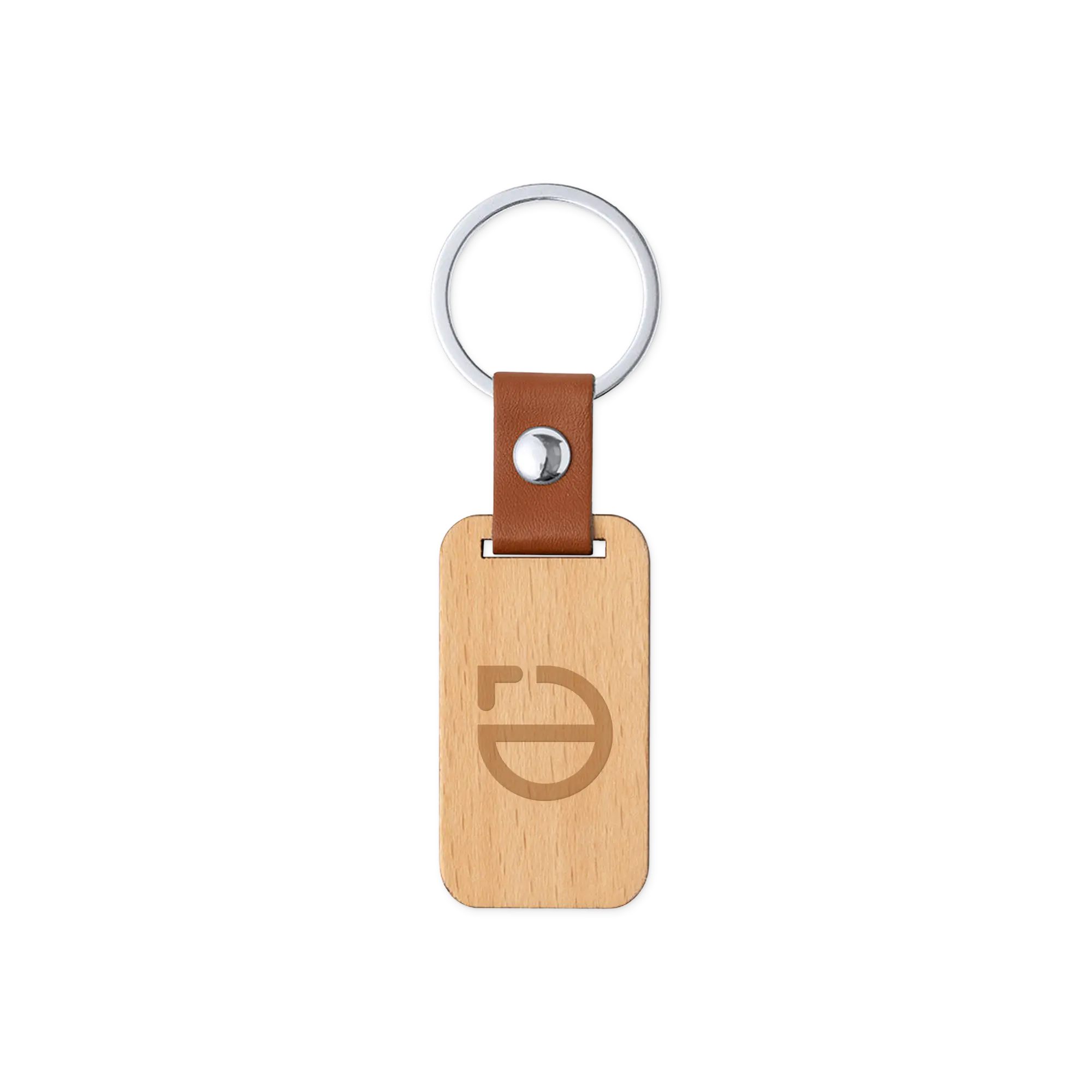 Portachiavi in legno con anello PU – Naturale | Compatto | Classico