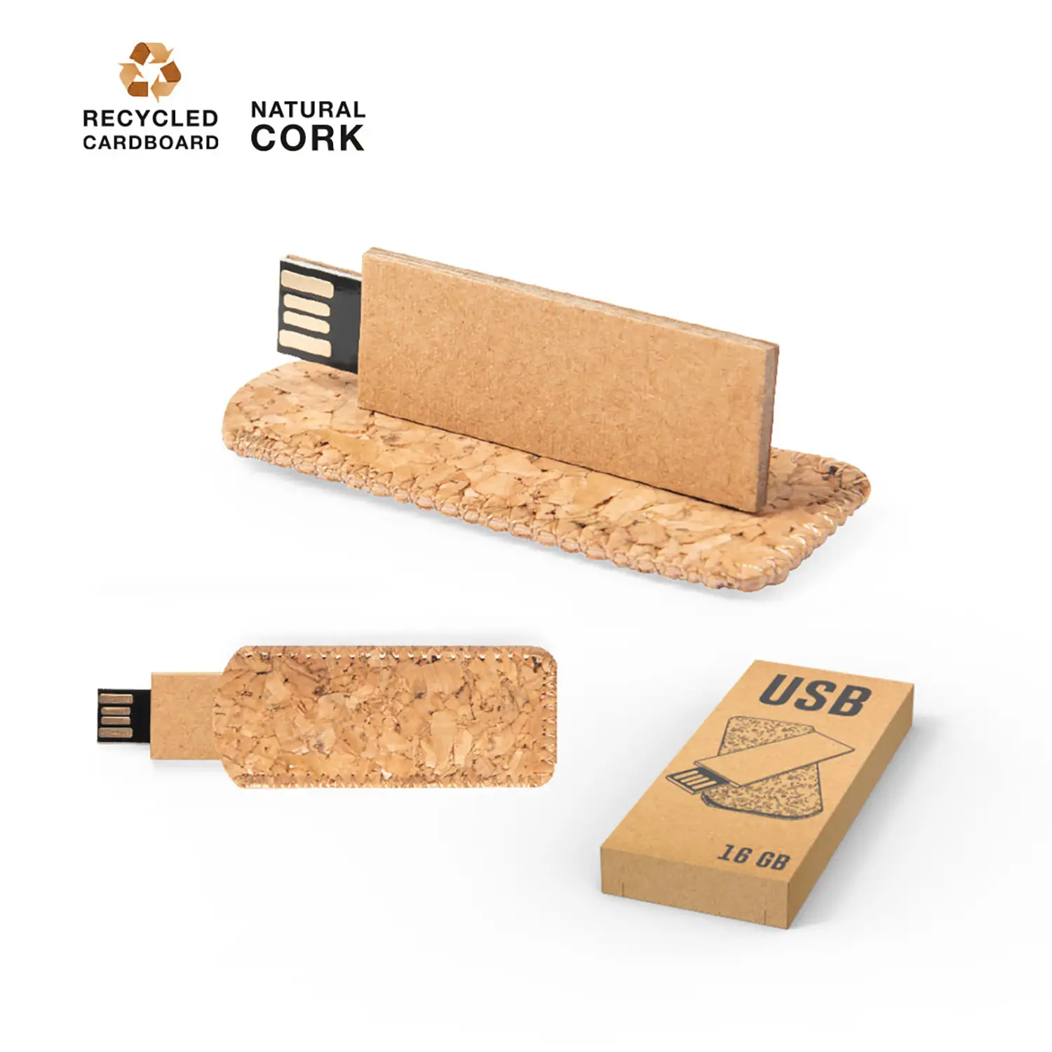 Clé USB 16 Go carton – Recyclé | Avec capuchon | Légère | Éco-responsable