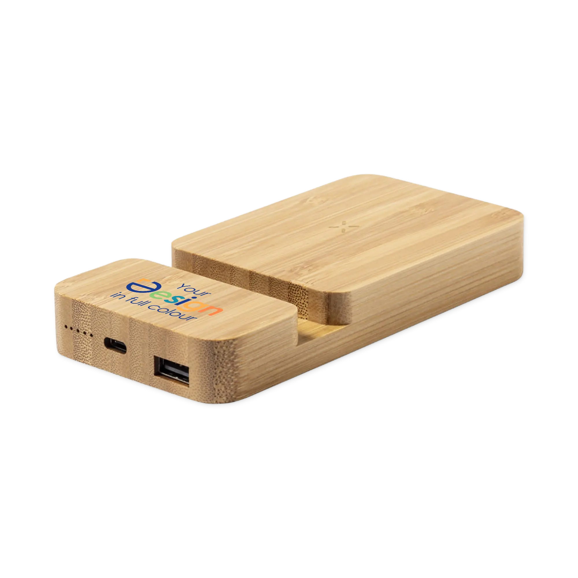 Powerbank Diek - 5000 mAh | Draadloos Laden | Bamboe | USB | Type C