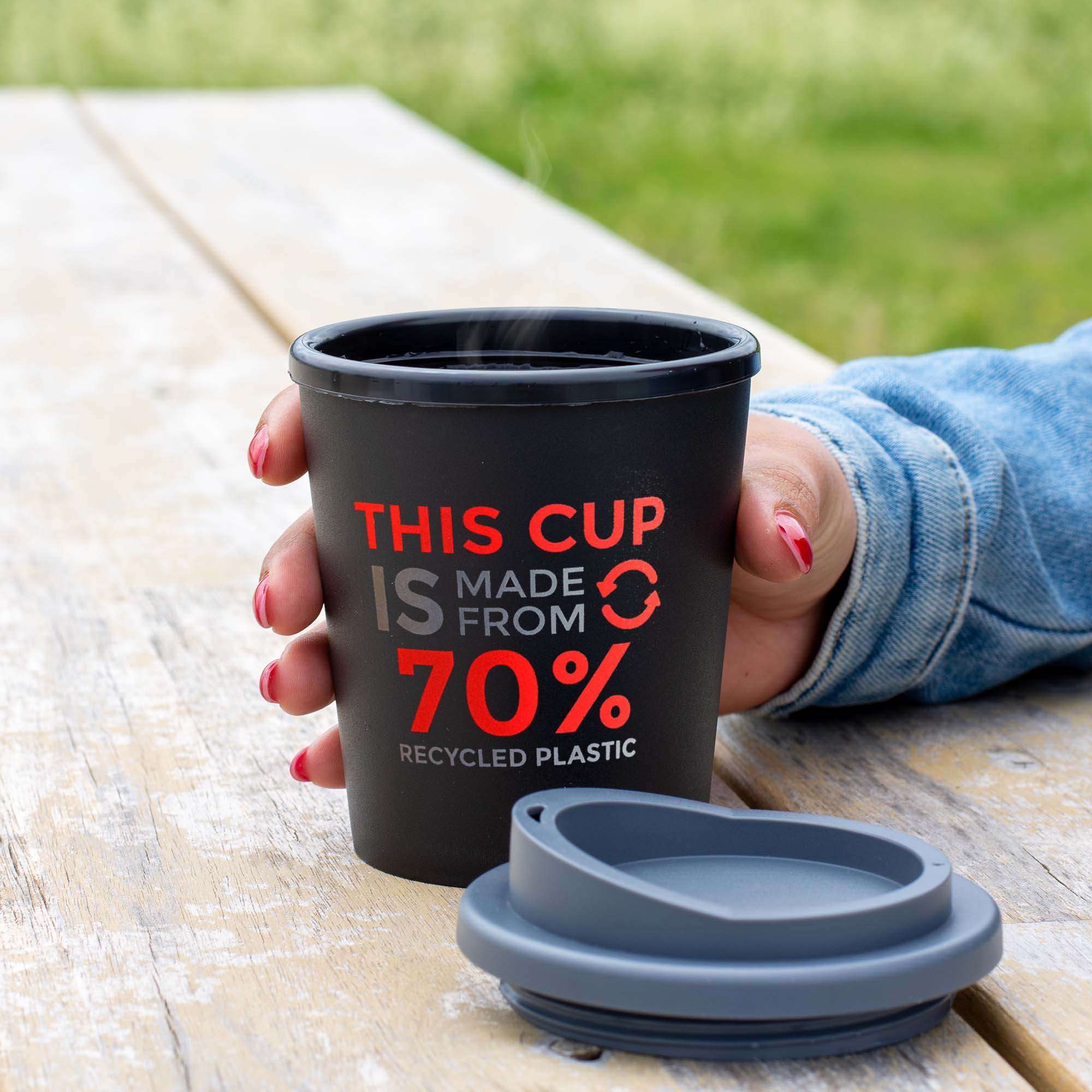 Koffie to go beker Ties - 250 ml | Gerecycled PP | Dubbelwandig