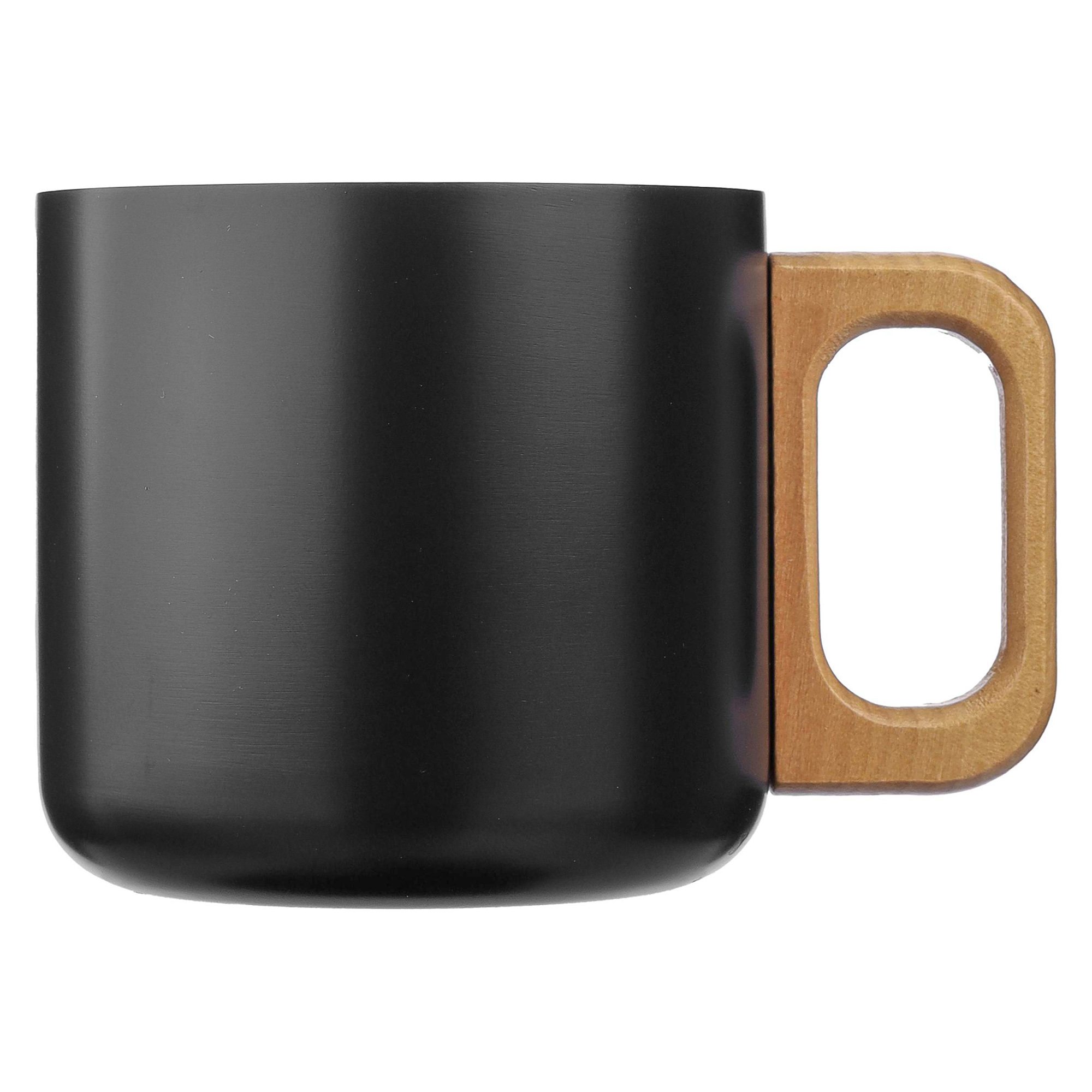 Beker Enzo – 400 ml | Gerecycled RVS | Dubbelwandig | Houten handgreep