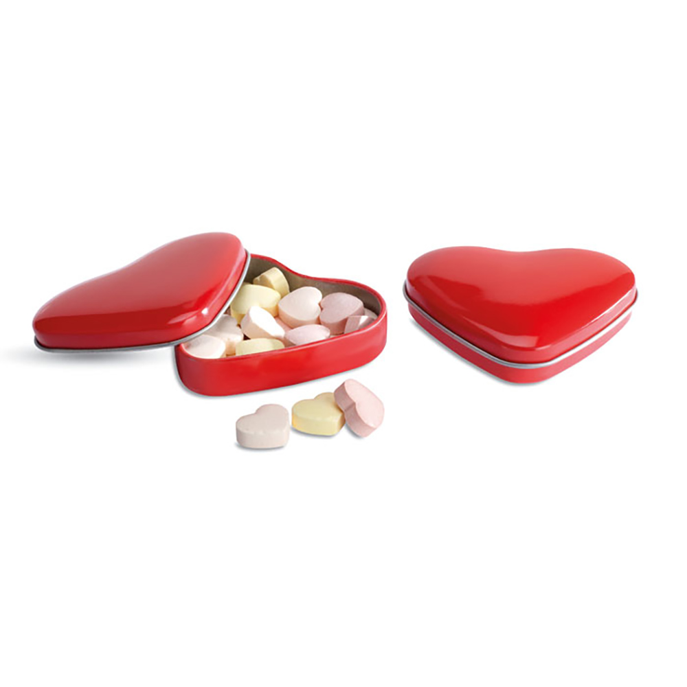 Hartvormig snoepdoosje – Hartjes snoep | Metaal | 24g | Made in Europe