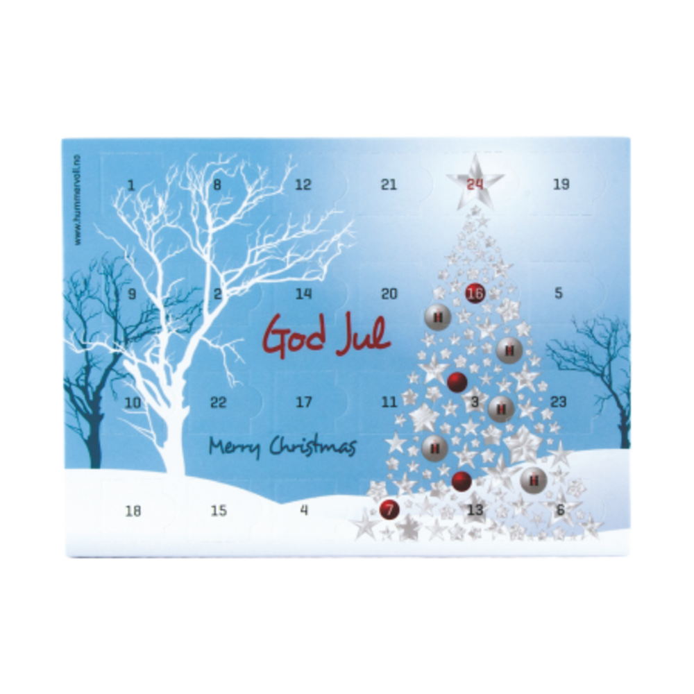 Calendario dell’Avvento A5 – Cioccolato belga Callebaut | Quadricromia | 24 finestrelle