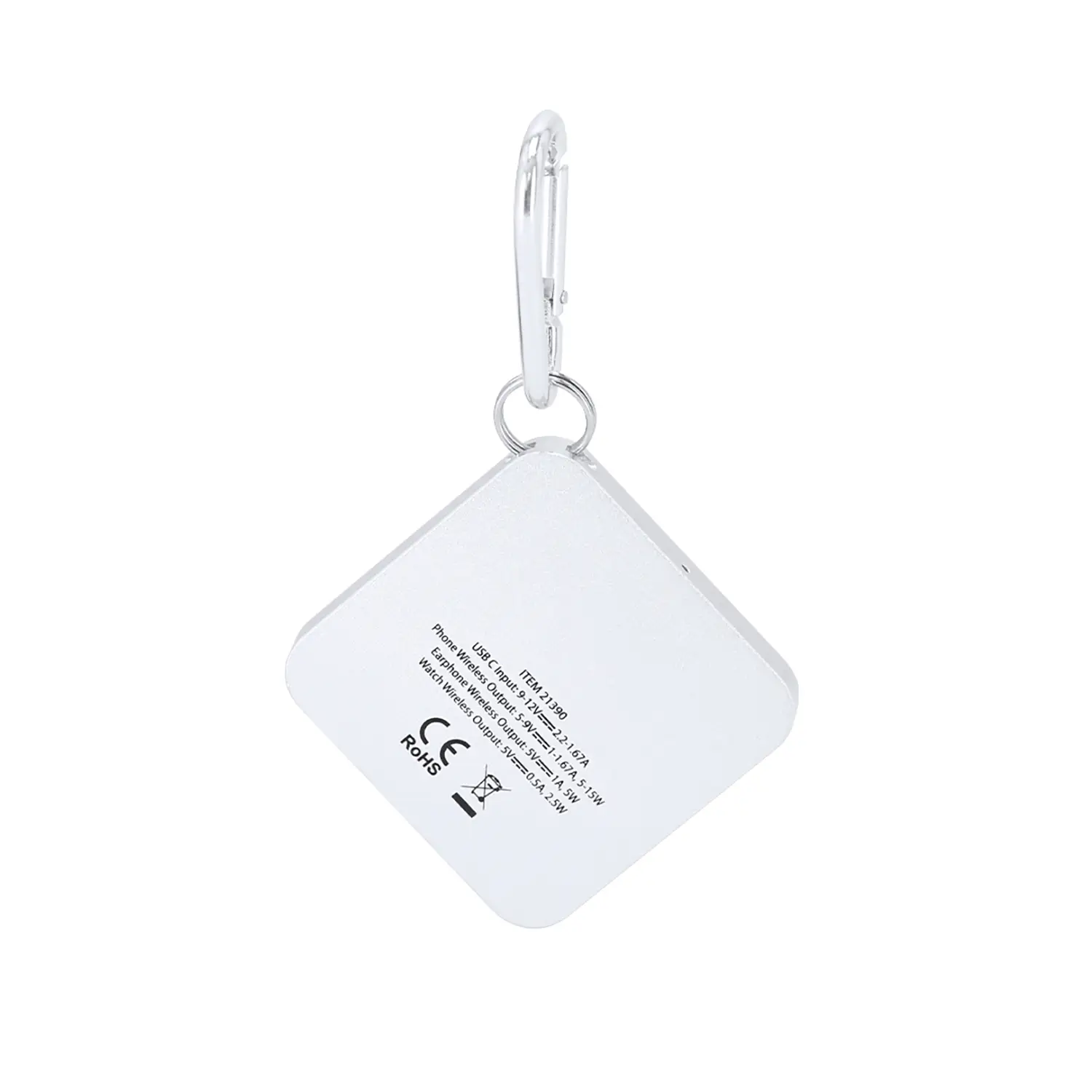 15W kabelloses Ladegerät – Magnetisch | Aluminium | Mit Karabiner | Typ-C-Anschluss