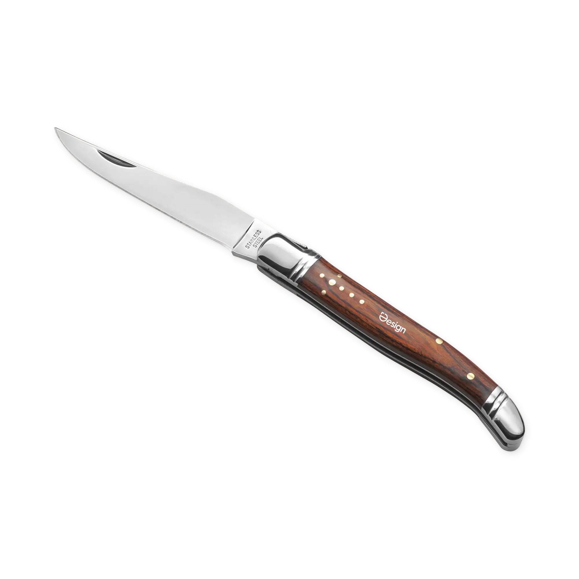 Taschenmesser aus Stahl und Holz – Edelstahlklinge | Sicherungssystem | Kompakt und robust