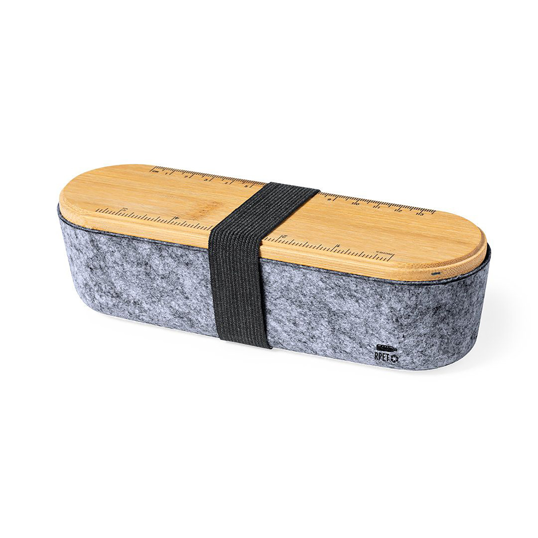 Trousse - Design feutre RPET | Couvercle bambou | Support smartphone