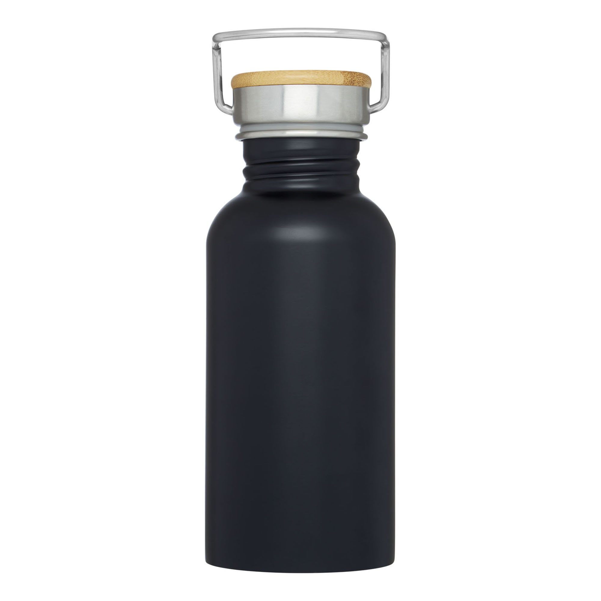 Bouteille – 550 ml | Acier inox simple paroi | Bouchon en bambou | Anse de transport