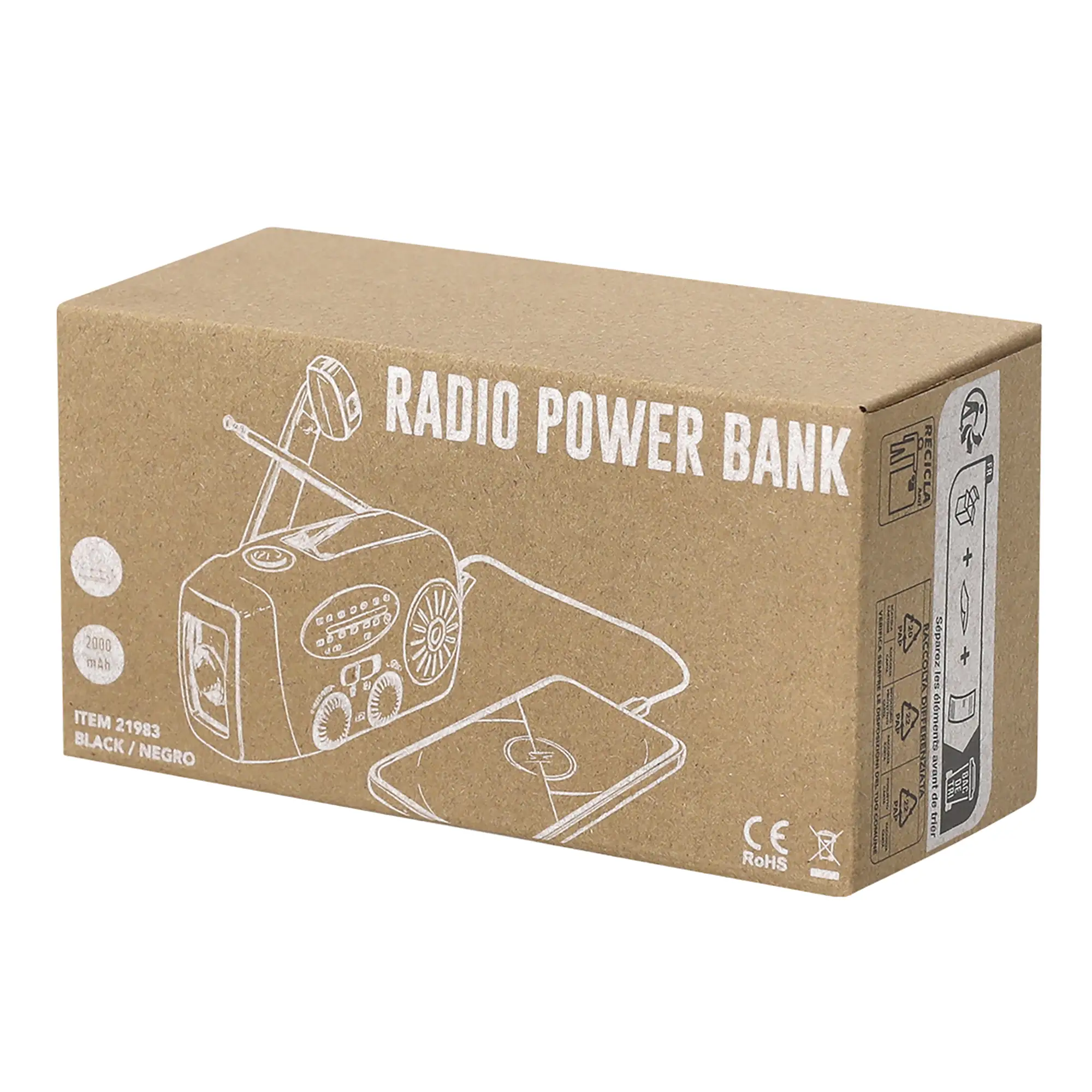 Notfallradio – AM/FM | LED-Taschenlampe | Solarpanel | Dynamo | 2000 mAh | USB-Ausgang