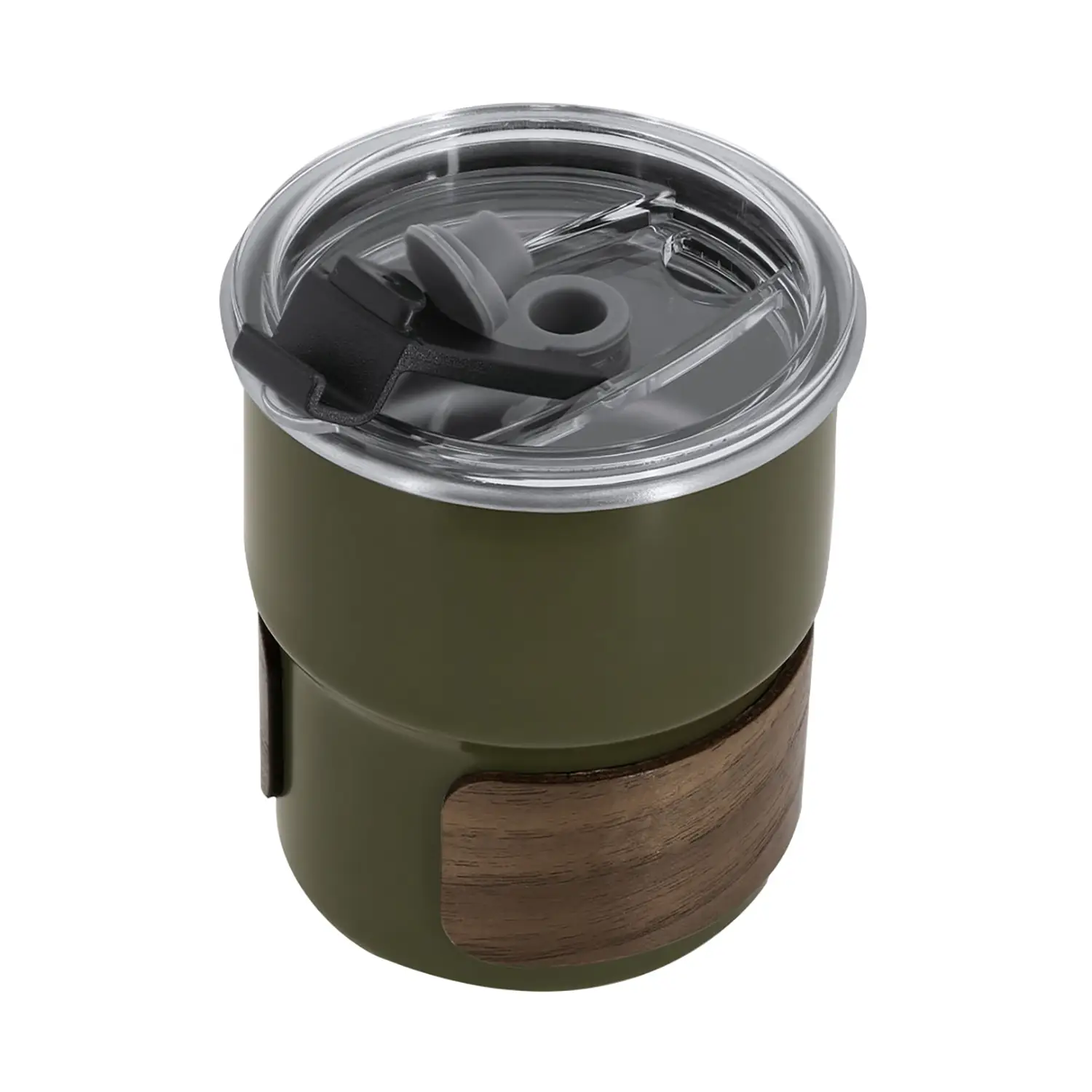 Trinkbecher – 250 ml | Edelstahl | Holzdetail | BPA-freier Deckel
