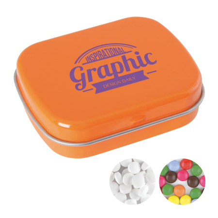 Scharnierblik Sem – Gevuld met Smarties | Metaal | Compact formaat | Verkrijgbaar in diverse kleuren