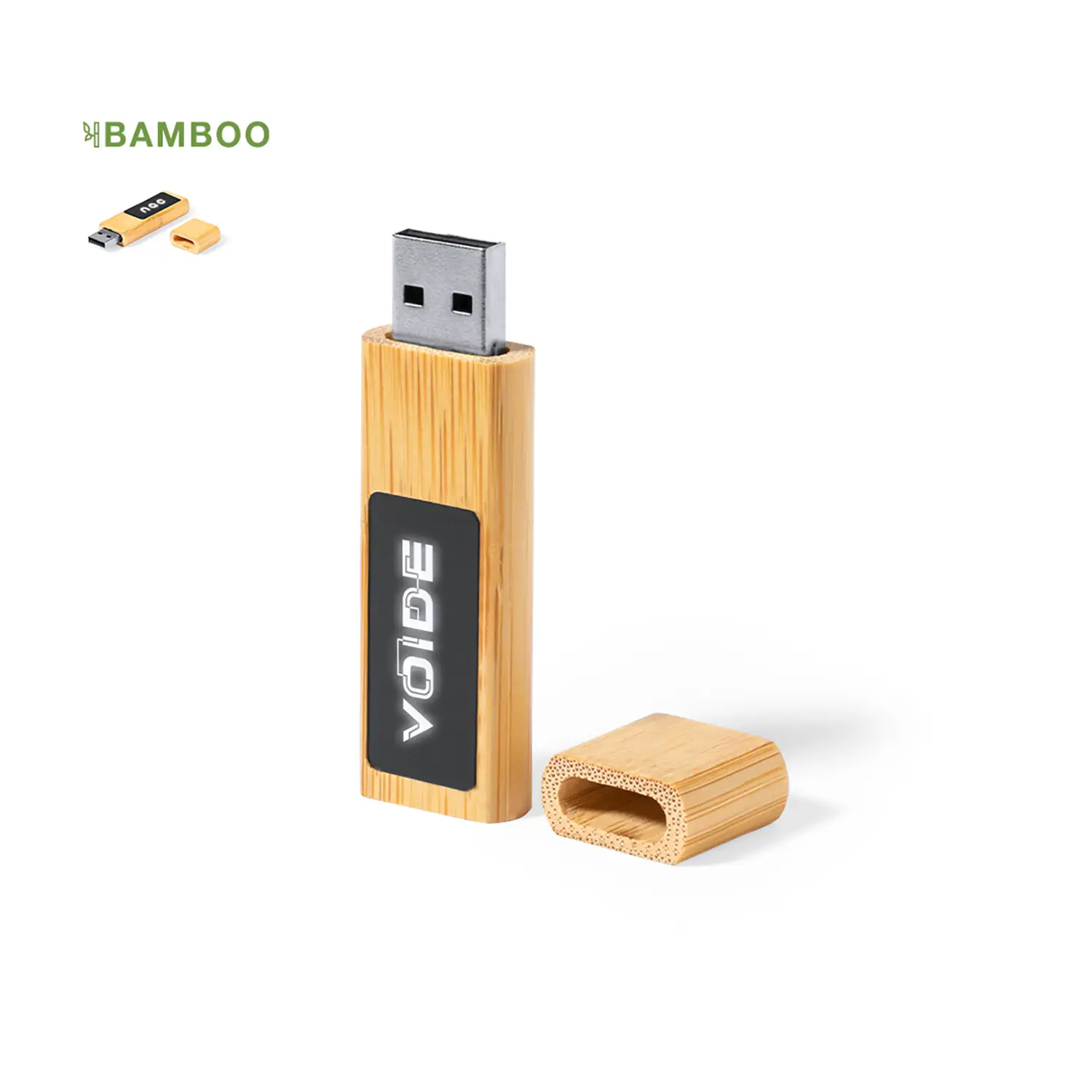 Clé USB 16 Go bambou – LED | Naturel | Avec capuchon | Originale