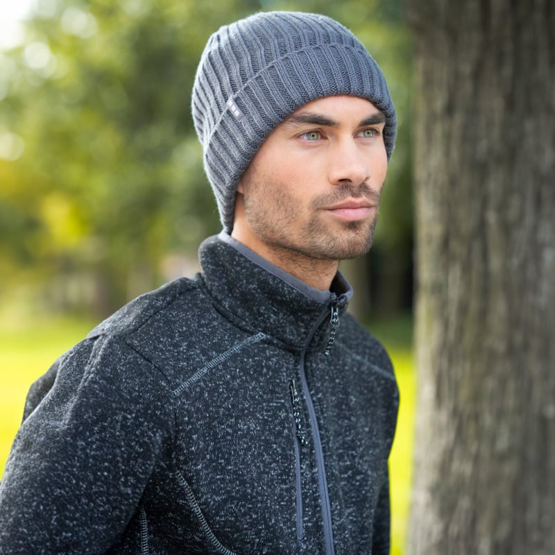 Ribgebreide muts Loek - Acryl | Met fleecevoering | Borduring