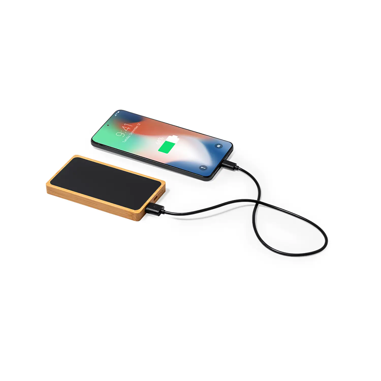 Batterie externe bambou 5000 mAh – USB & Type C | LED | Compacte