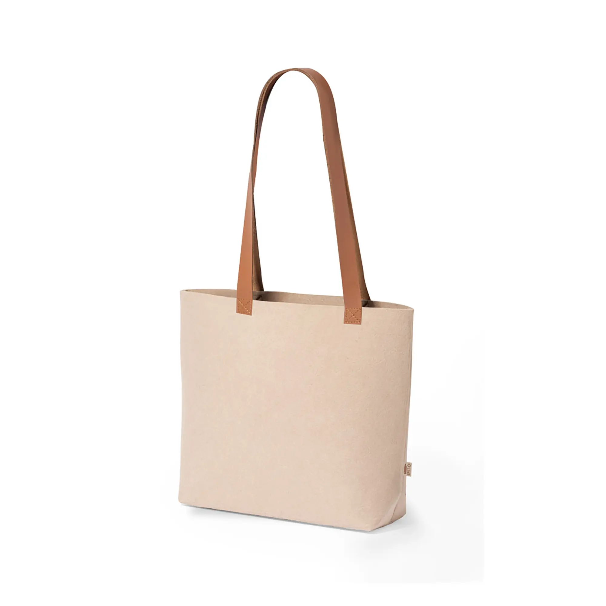 Borsa in feltro RPET – Manici in PU | Fondo piegato | Portata 6 kg | Riciclata