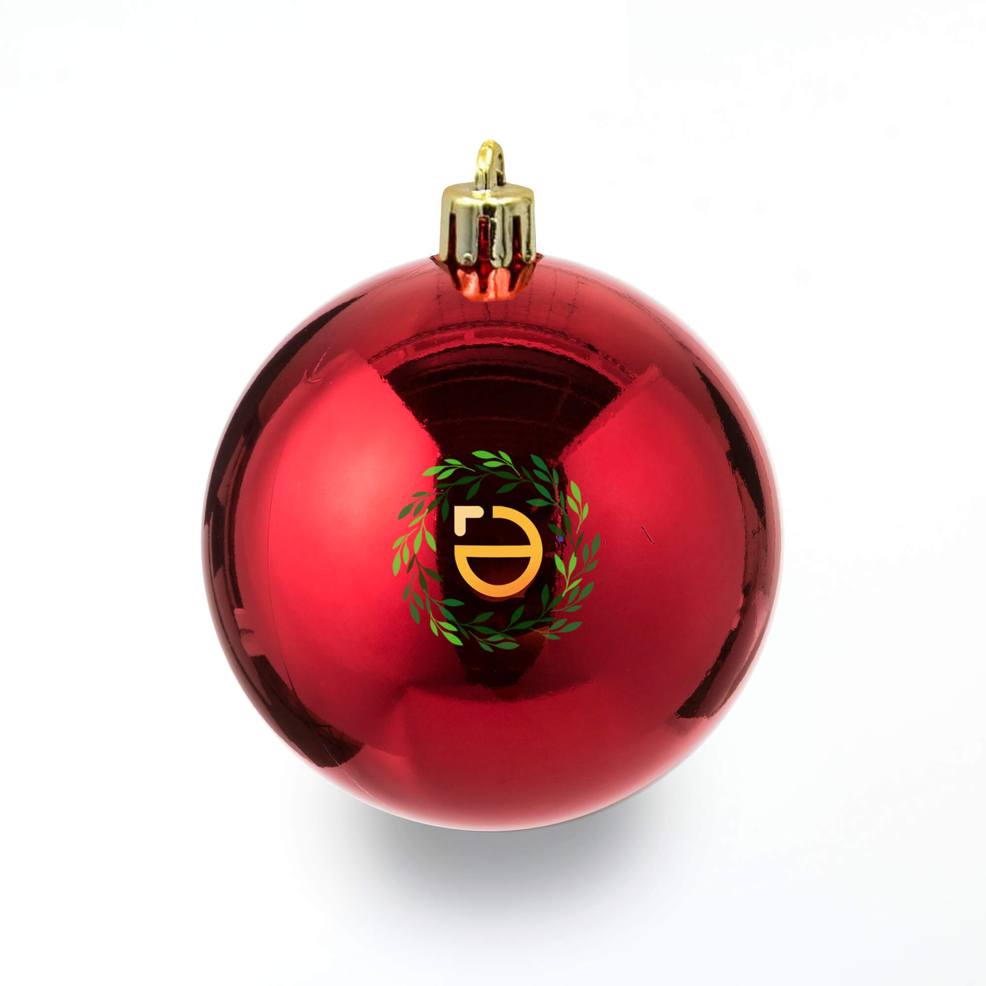 Kerstbal Eco – Glanzend | 80 mm | Gerecycled | Goud | Full-colour bedrukking