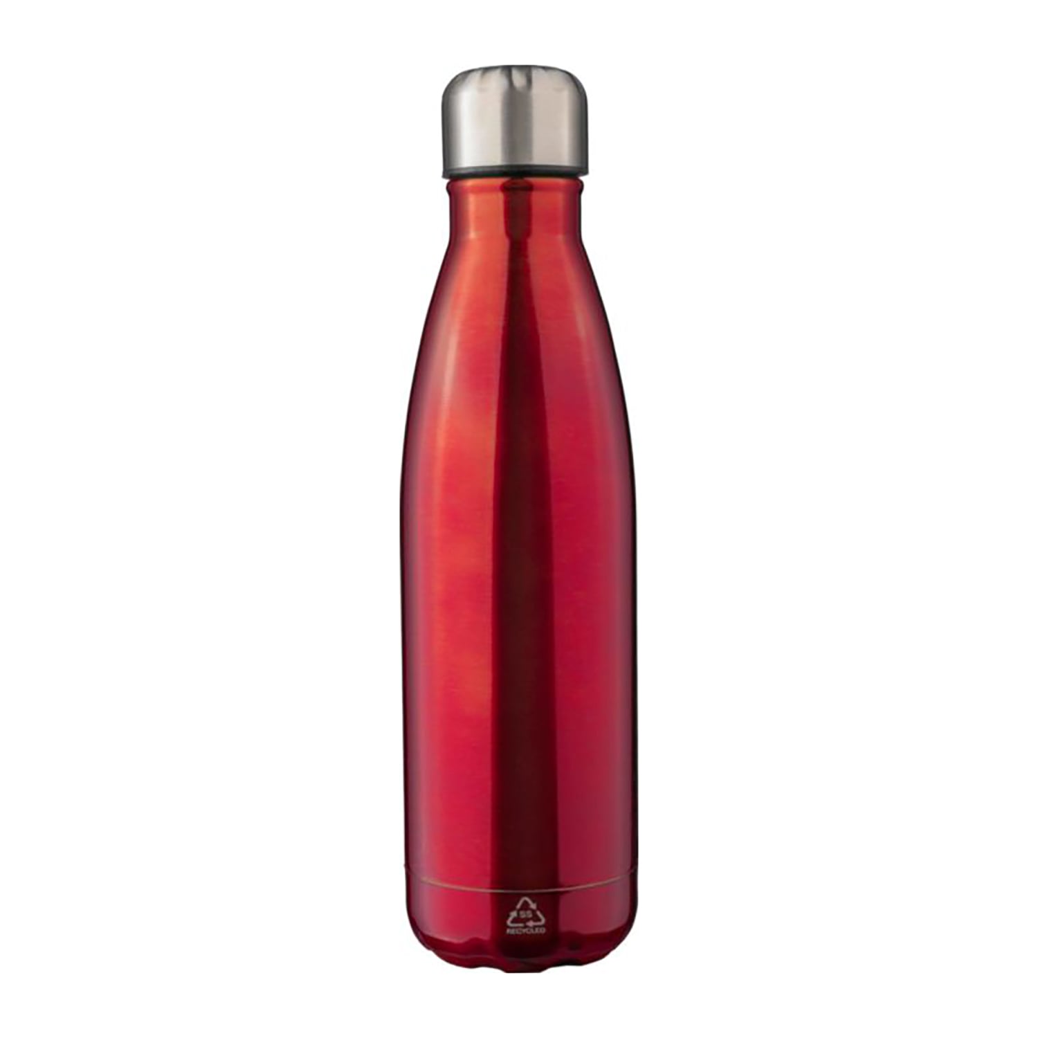 Thermosflasche – 500 ml | Recycelter Edelstahl | Doppelwandig | 1-Farb-Druck & Vollfarbdruck | Vorderseite 30x60 mm | Blau | 1 Farbe