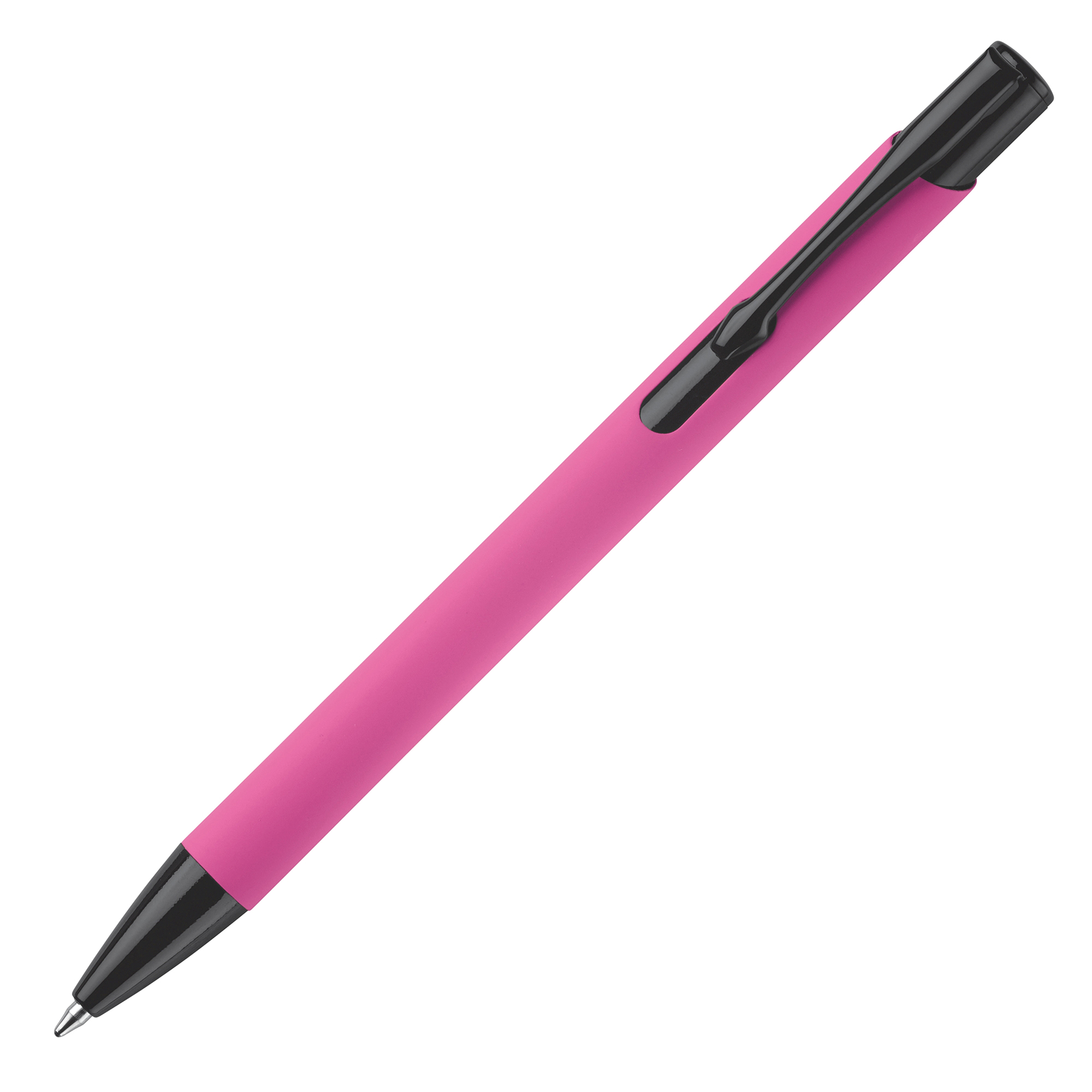 Rubberised metalen balpen – Soft-touch | Matte afwerking | Blauw schrijvend