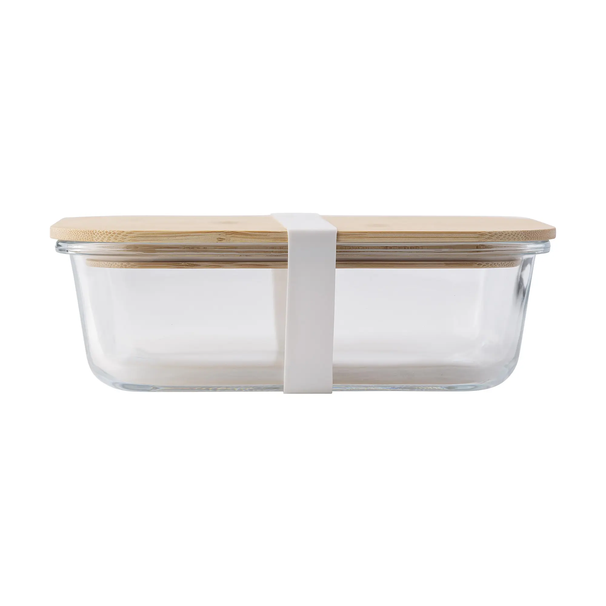 Contenitore per il pranzo in vetro – A tenuta stagna | Con coperchio in bambù | Bordo in silicone | Alternativa riutilizzabile