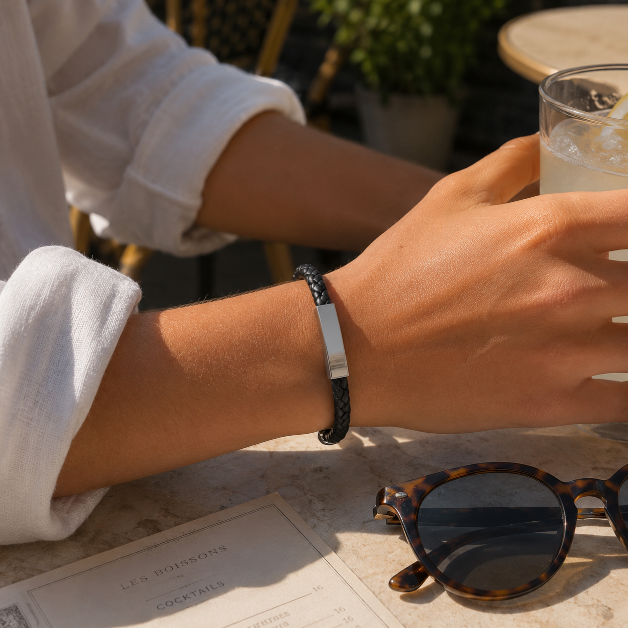 Armband - Kunstleder | Edelstahlplatte | Magnetverschluss