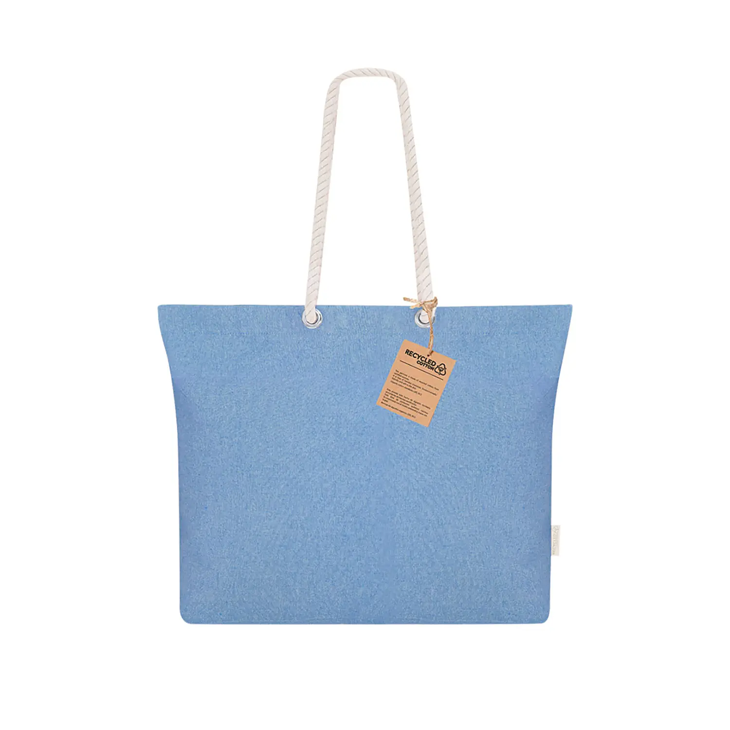 Tas Eco – Gerecycled katoen | 220 g/m² | Gevouwen bodem | Gevlochten handgrepen