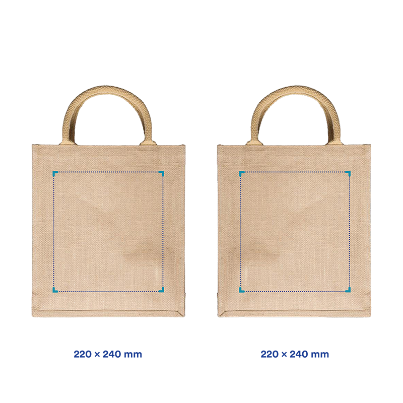 Borsa in iuta - Nolan | 240 g/m² | Manici corti | 31 x 9 x 35 cm | Stampa fino a 3 colori