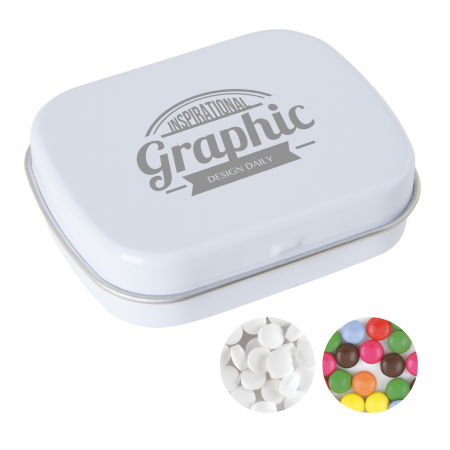 Scharnierblik Sem – Gevuld met Smarties | Metaal | Compact formaat | Verkrijgbaar in diverse kleuren