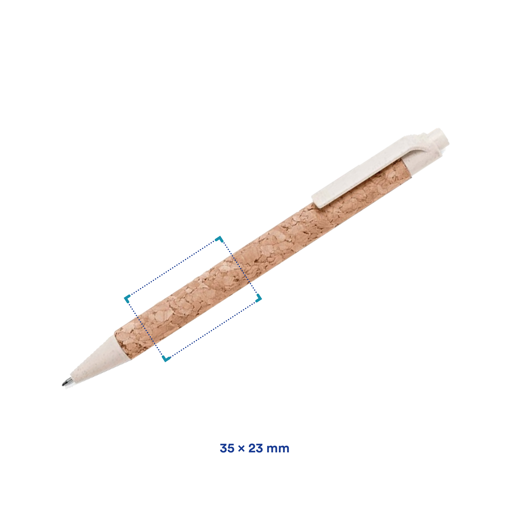 Stylo à bille | Encre bleue | Liège et paille de blé | Mécanisme à poussoir