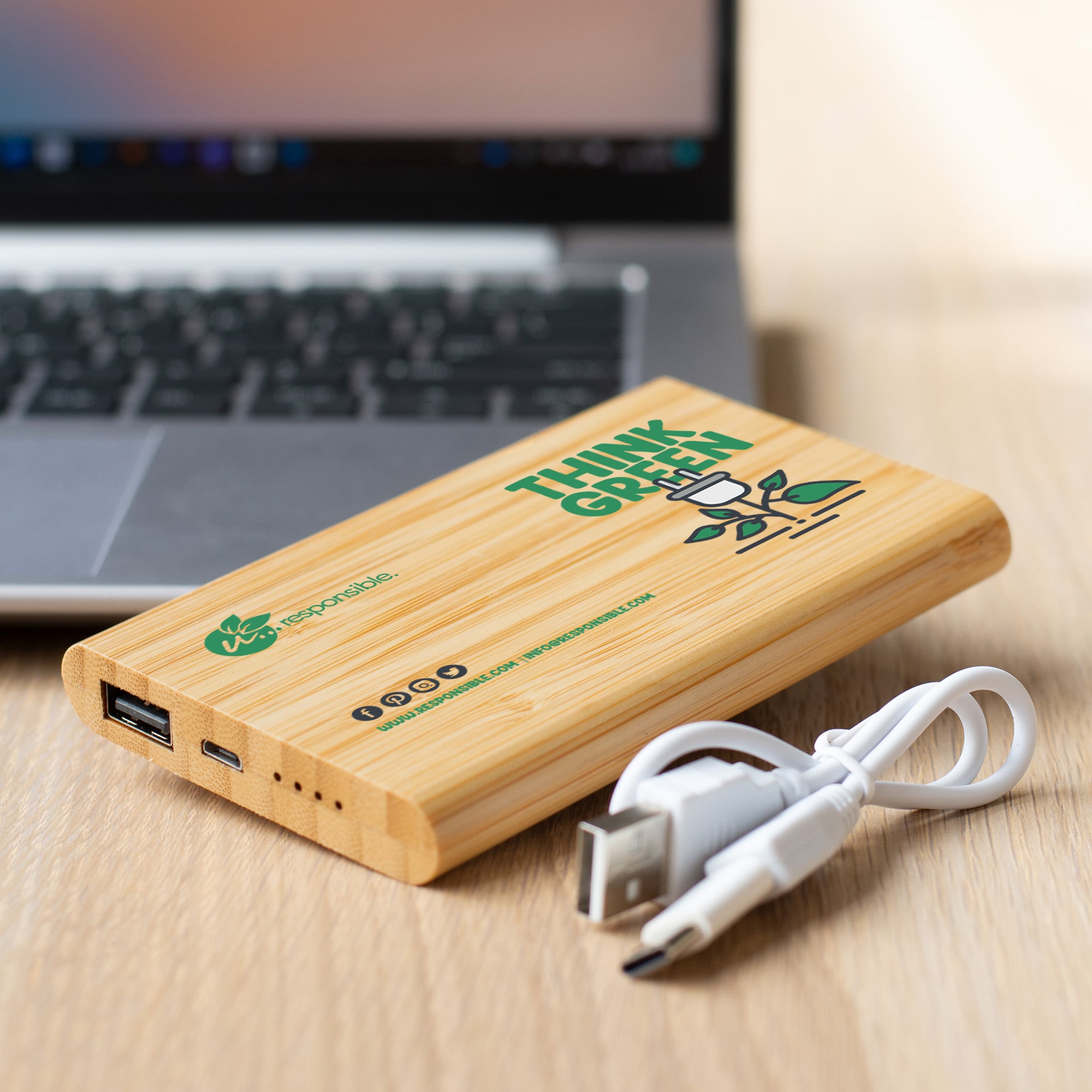 Powerbank Rio | 4000 mAh | Bambus | Micro-USB-Stecker