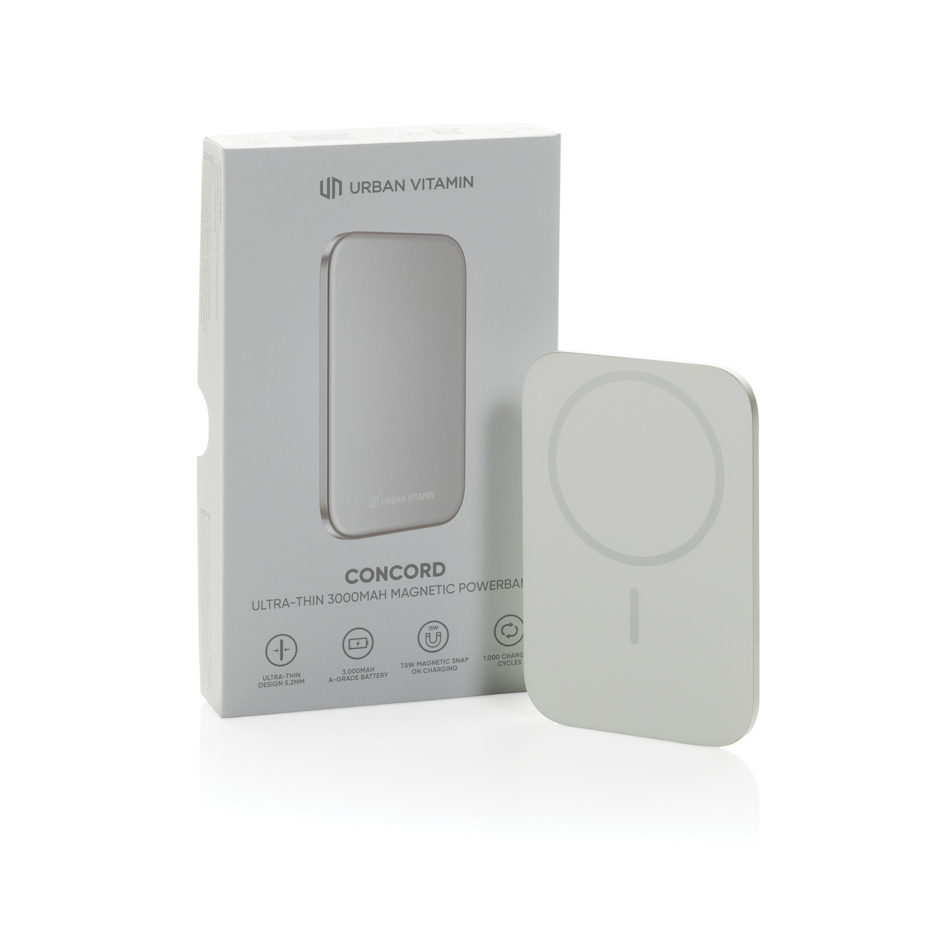 Batterie externe – 3000 mAh | Design ultra-fin de 4 mm | Charge sans fil 7,5 W | USB-C 10 W