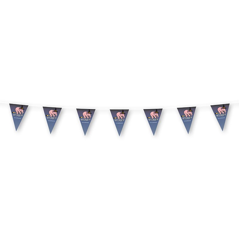 Guirlande de fanions – Forme triangulaire | Format A5 | Couleur intégrale | Cordon de 5 mètres