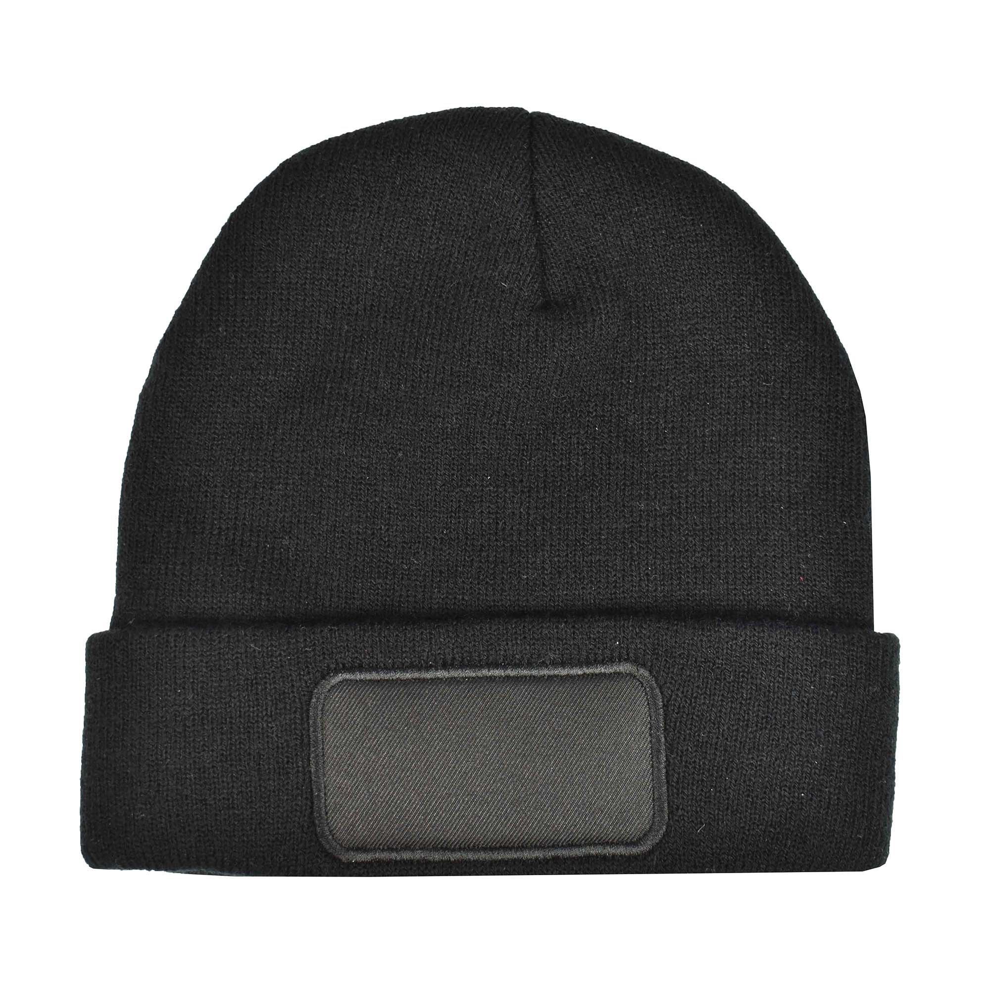 Fijngebreide muts Duke - Polyacryl | Met label | Full colour