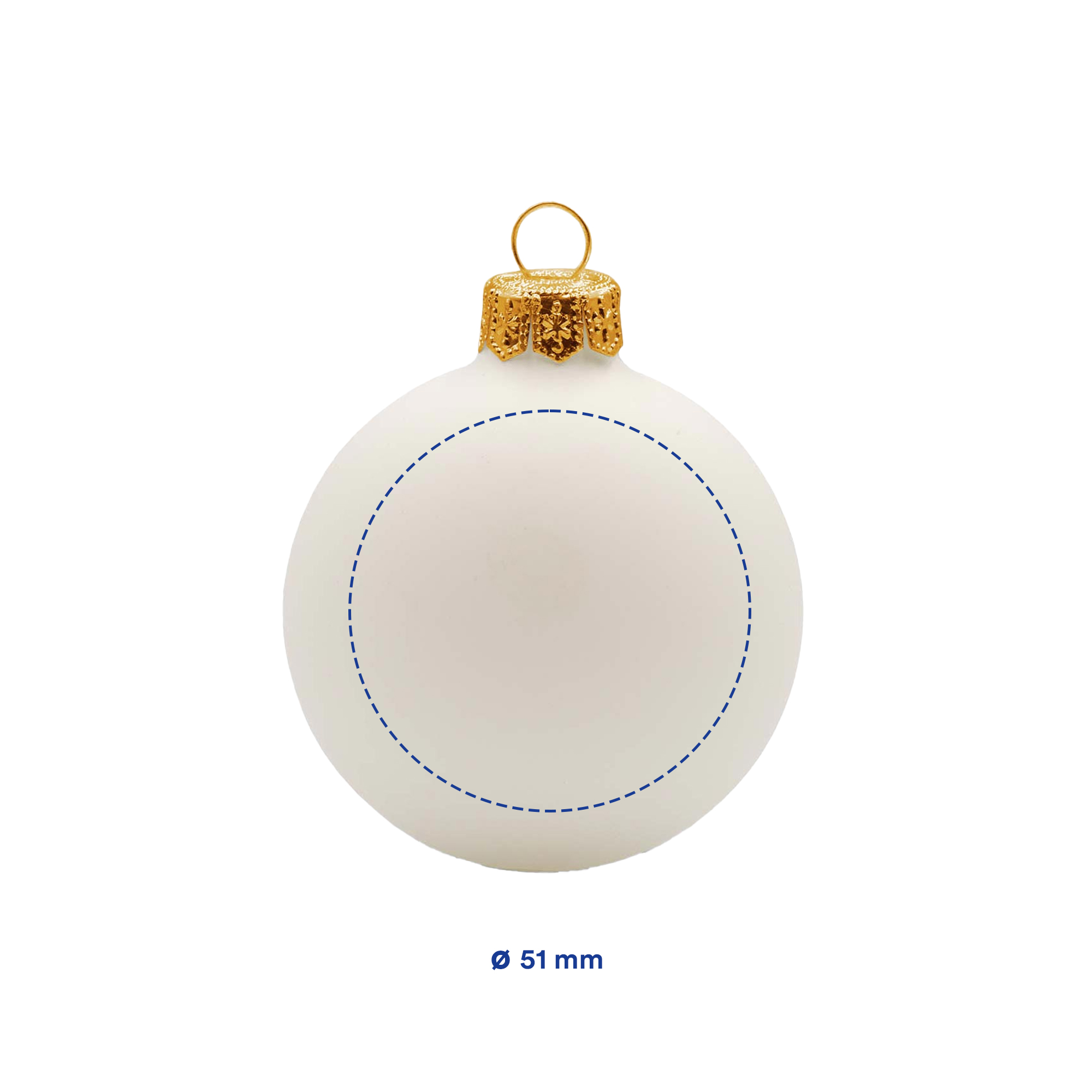 Boule de Noël – 66 mm | Finition mate | Attache dorée | Impression quadrichromie | Avec boîte
