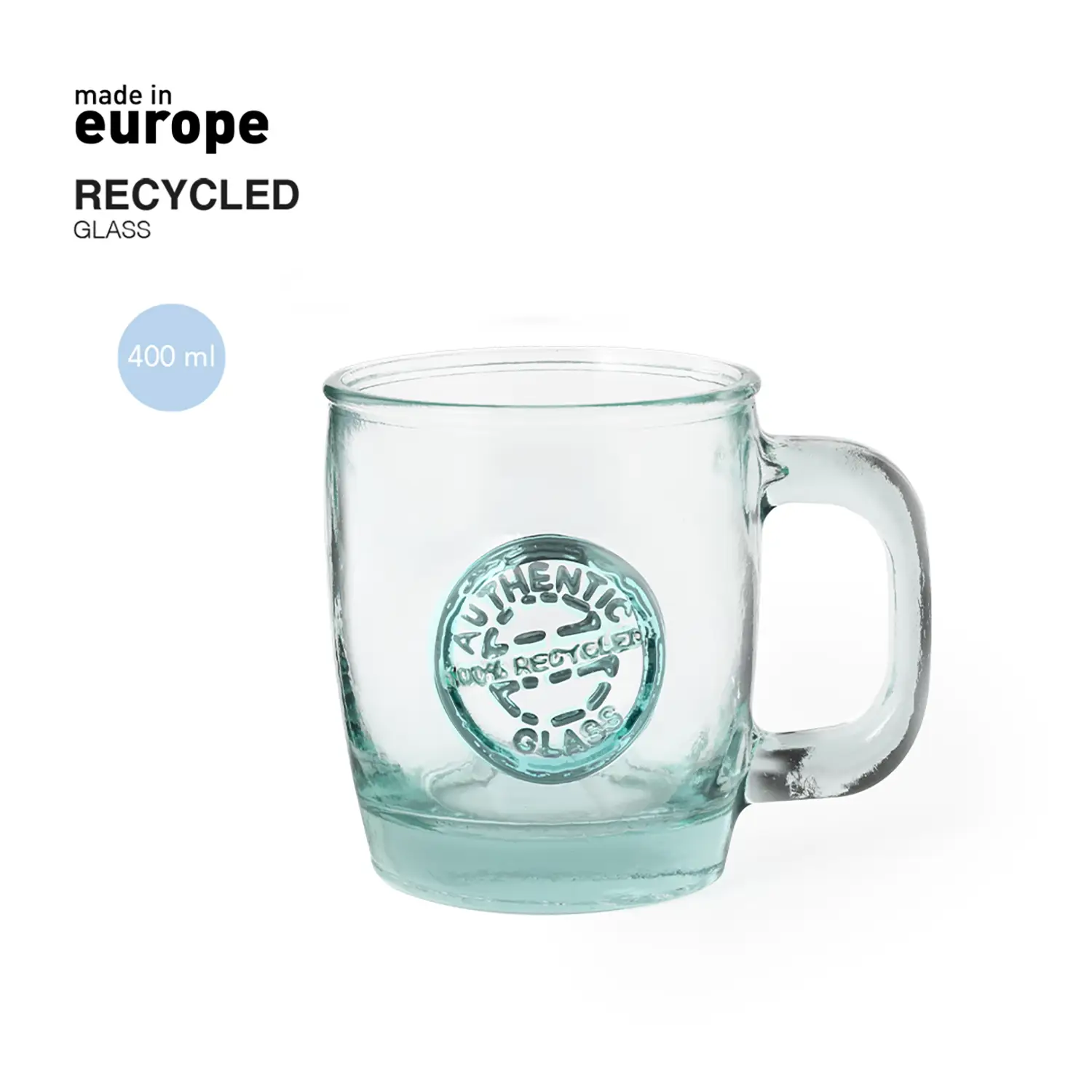 Tazza in vetro riciclato – 400 ml | Aspetto neutro | Riutilizzabile | Sostenibile