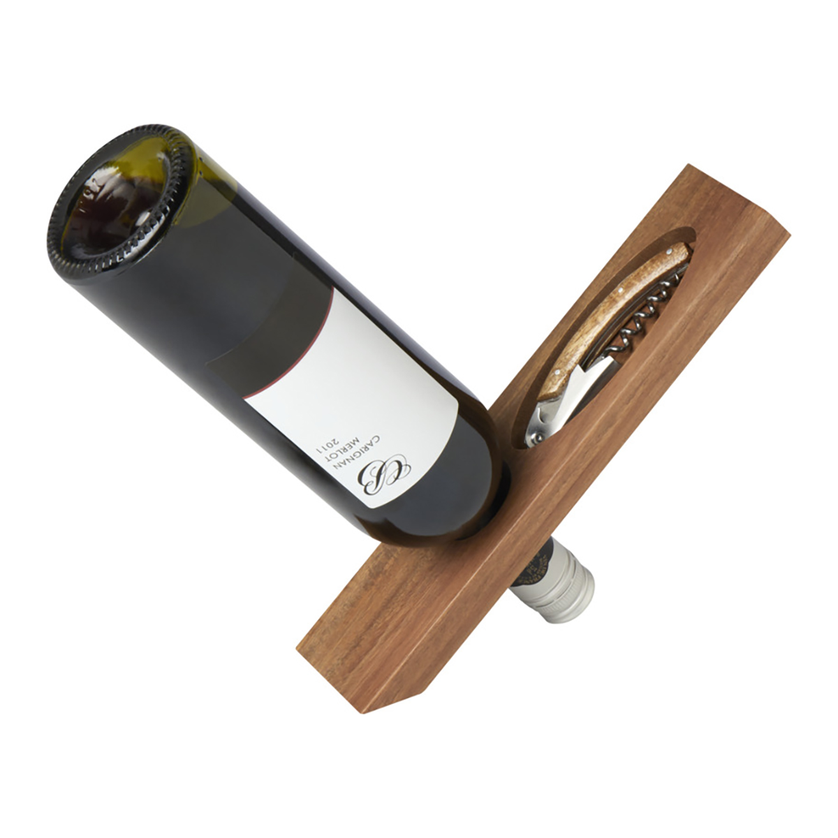 Weinhalter-Set Akazie – Inklusive Kellnermesser | Mit Folienschneider | FSC-zertifiziertes Holz | Flaschenhalter & Aufbewahrungsbox