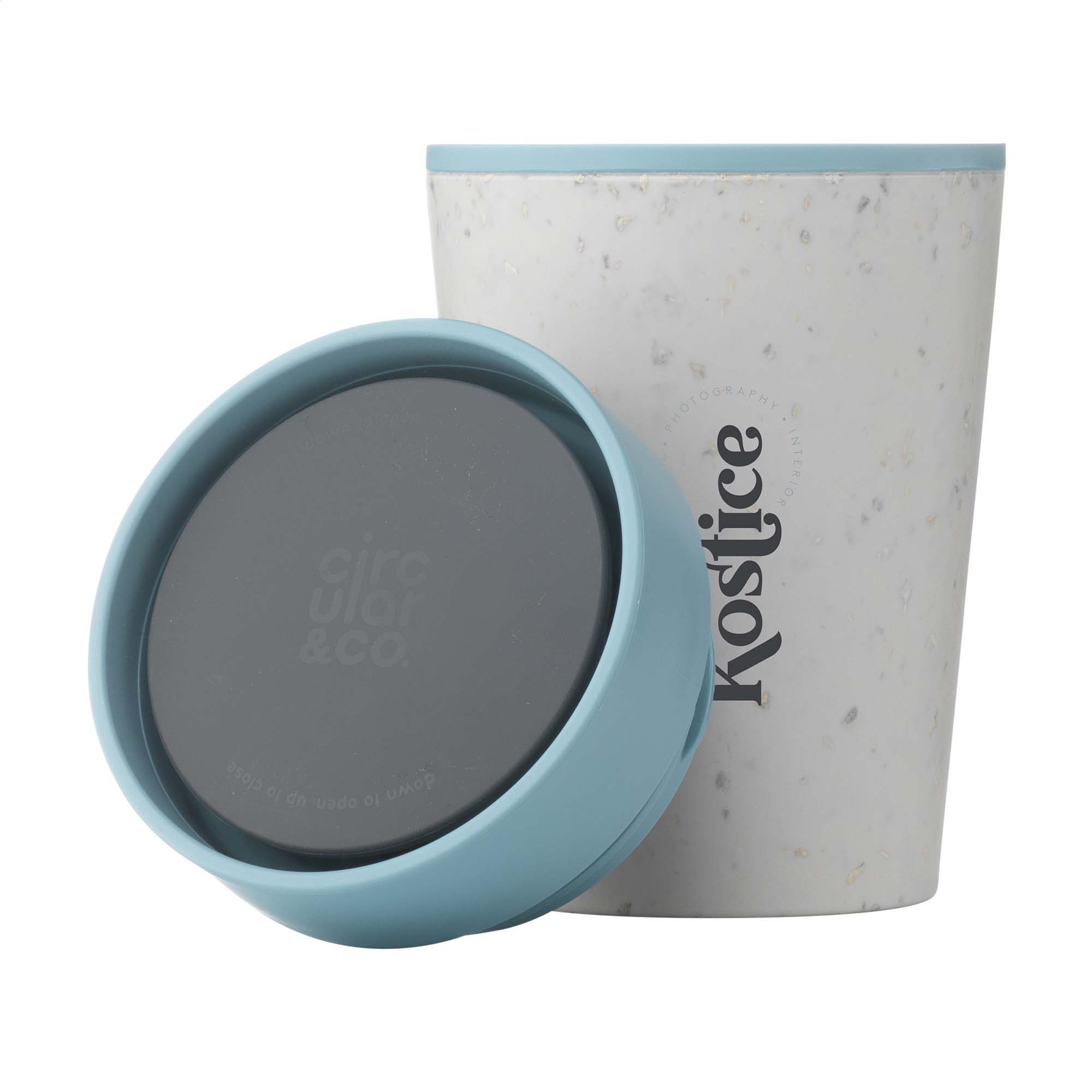 Mug Circular&Co® Blanc - 227 ml | Recyclé | Blanc avec couvercle coloré
