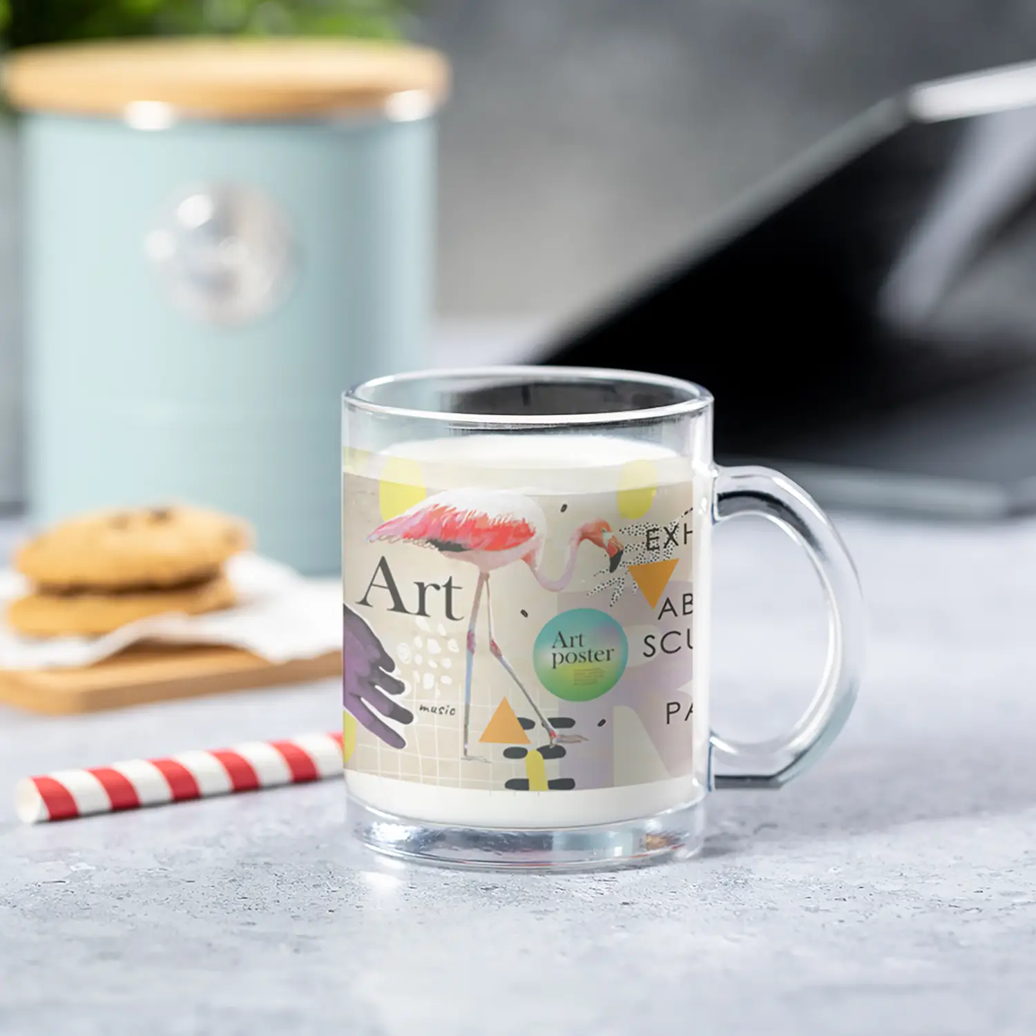 Tazza in vetro – 350 ml | Design moderno | Riutilizzabile | Bevande calde e fredde
