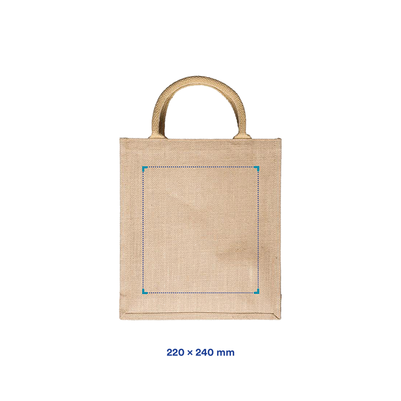 Borsa in iuta - Nolan | 240 g/m² | Manici corti | 31 x 9 x 35 cm | Stampa fino a 3 colori