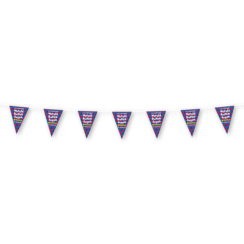 Guirlande de fanions – Forme triangulaire | Format A5 | Couleur intégrale | Cordon de 5 mètres