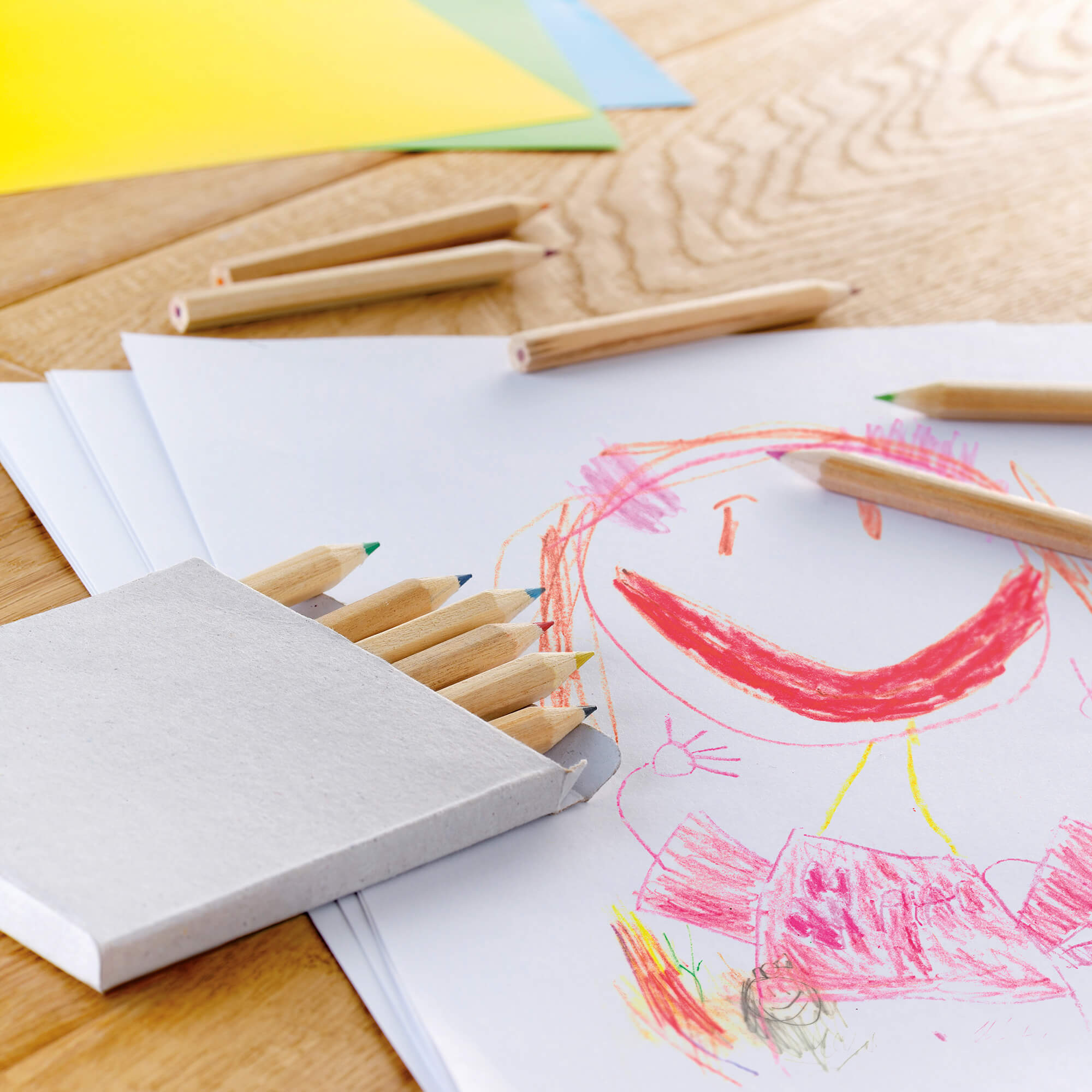 Set de crayons | Bois | 12 pièces | Dans une boîte en carton