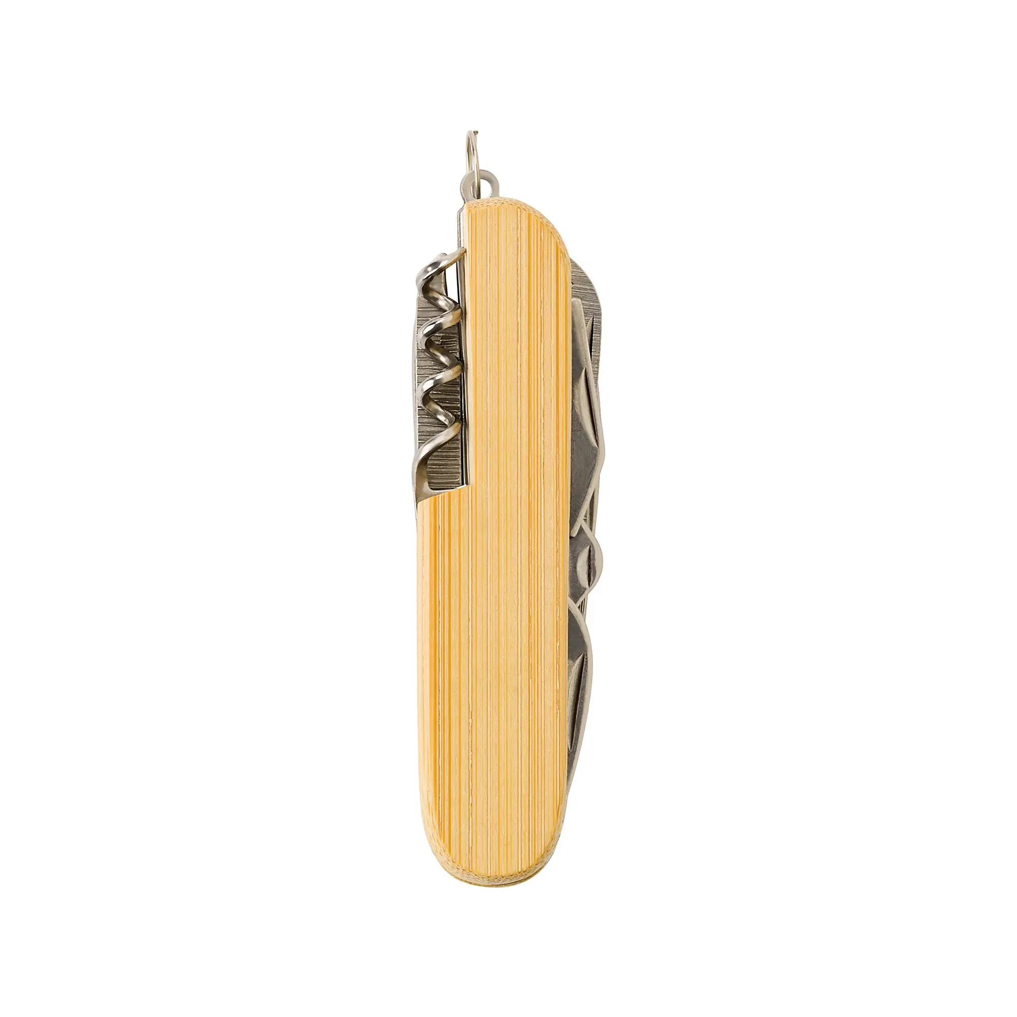 Taschenmesser mit Bambusgriff – 9 Funktionen | Schlüsselring | Natürlich | Leicht